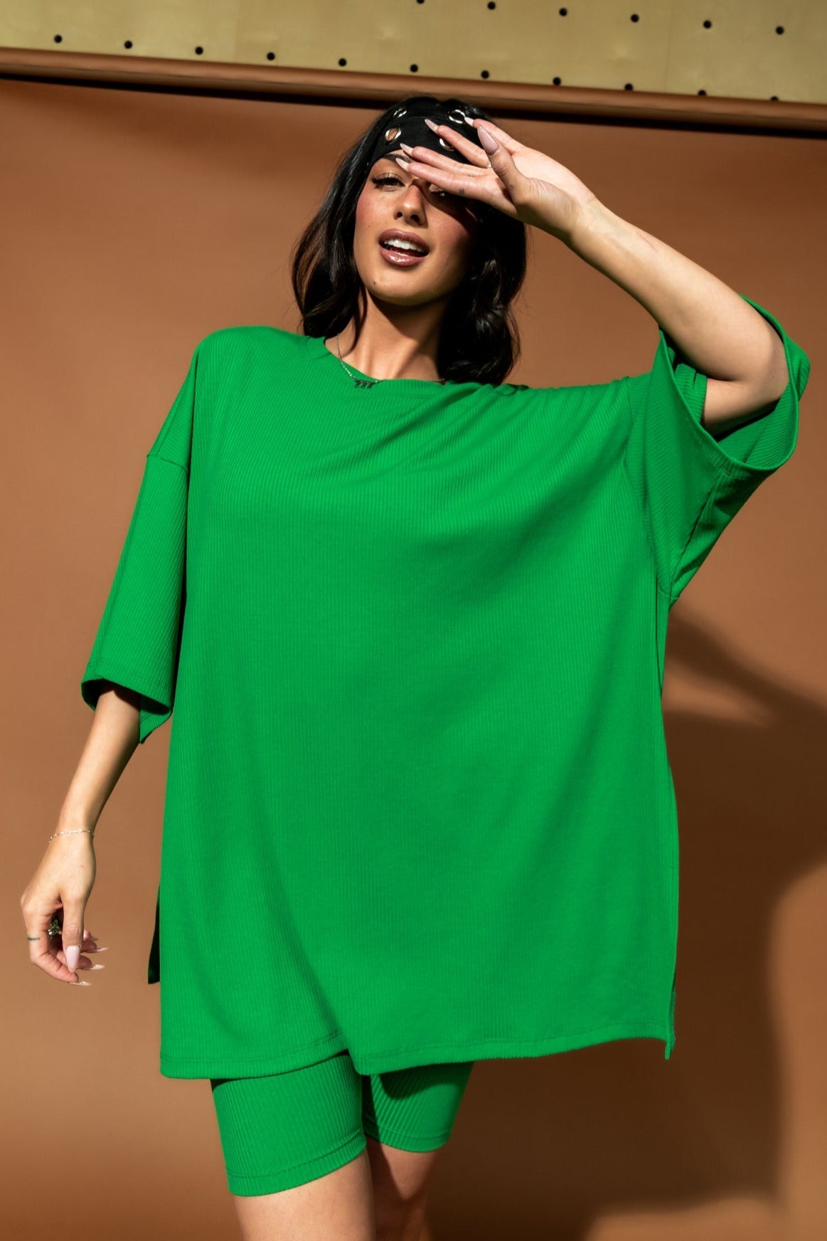 Malone Ribbed Biker Set in Four Leaf Clover - Dressed in Lala