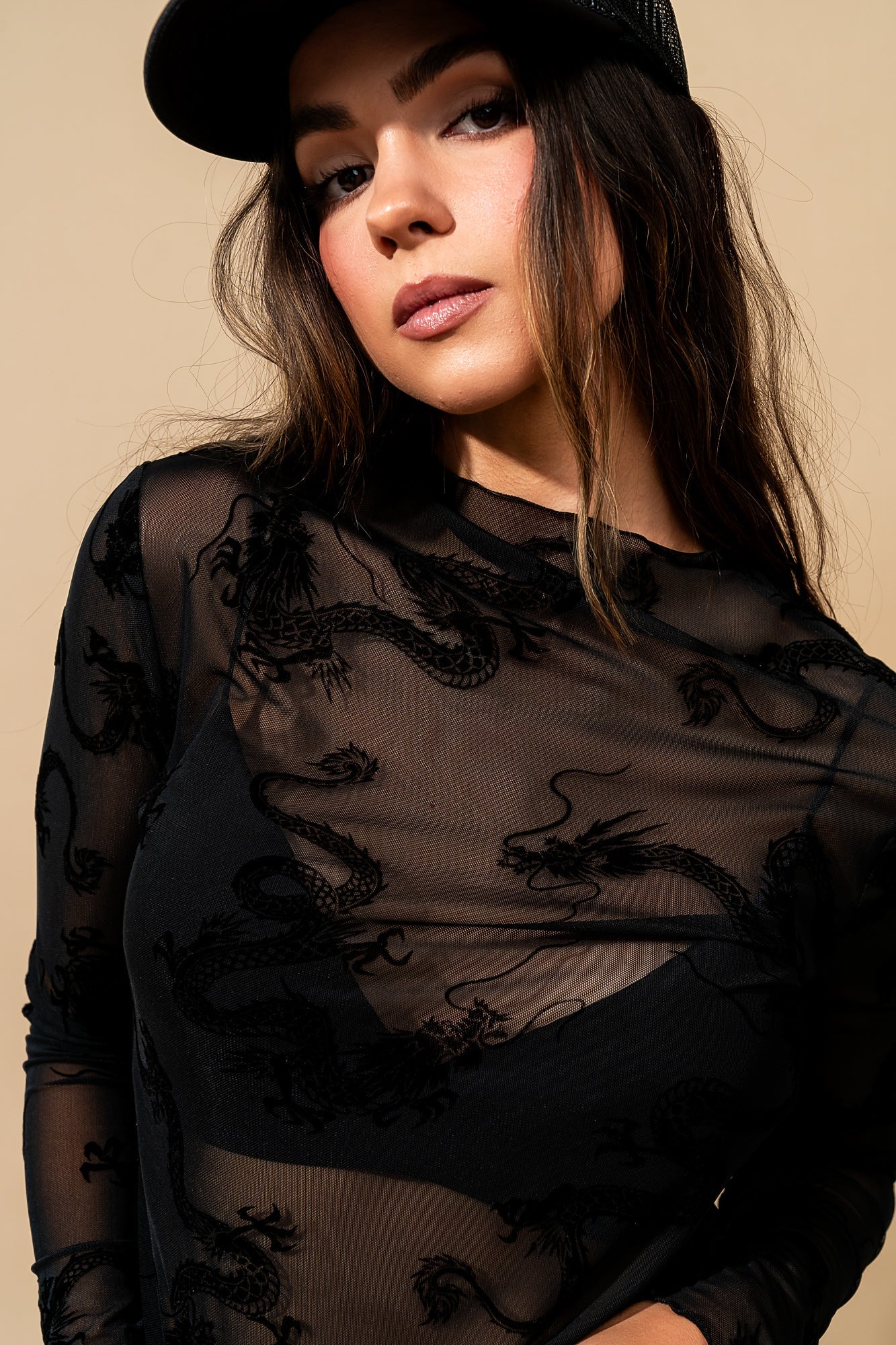 Mesh Burnout Dragon Top in Dangerous Woman - Dressed in Lala