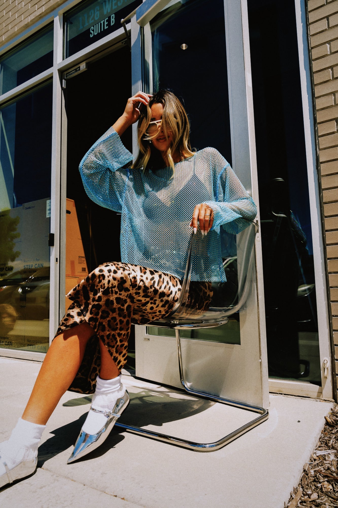Mirrorball Boxy Top in Sky Blue - Dressed in Lala