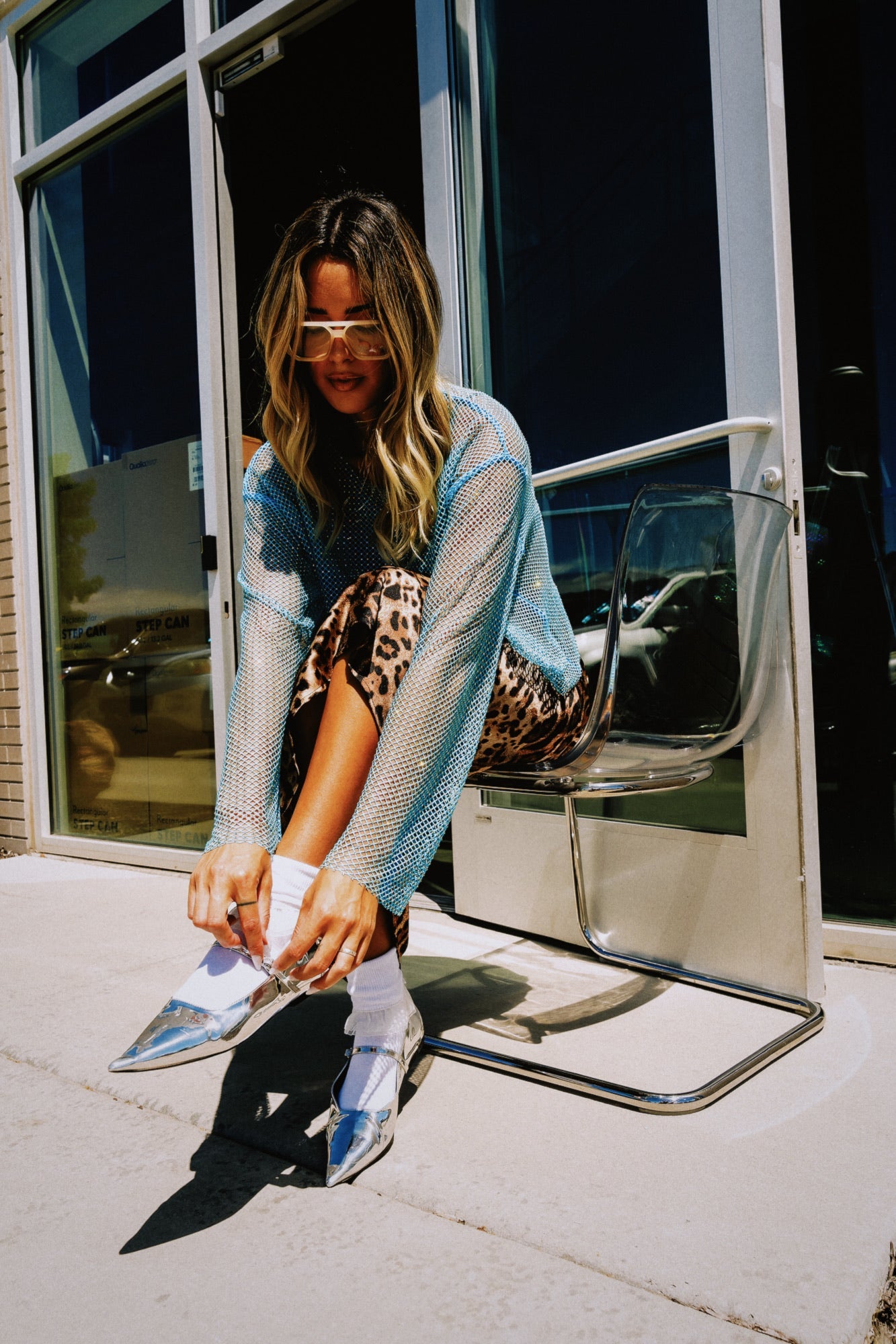 Mirrorball Boxy Top in Sky Blue - Dressed in Lala