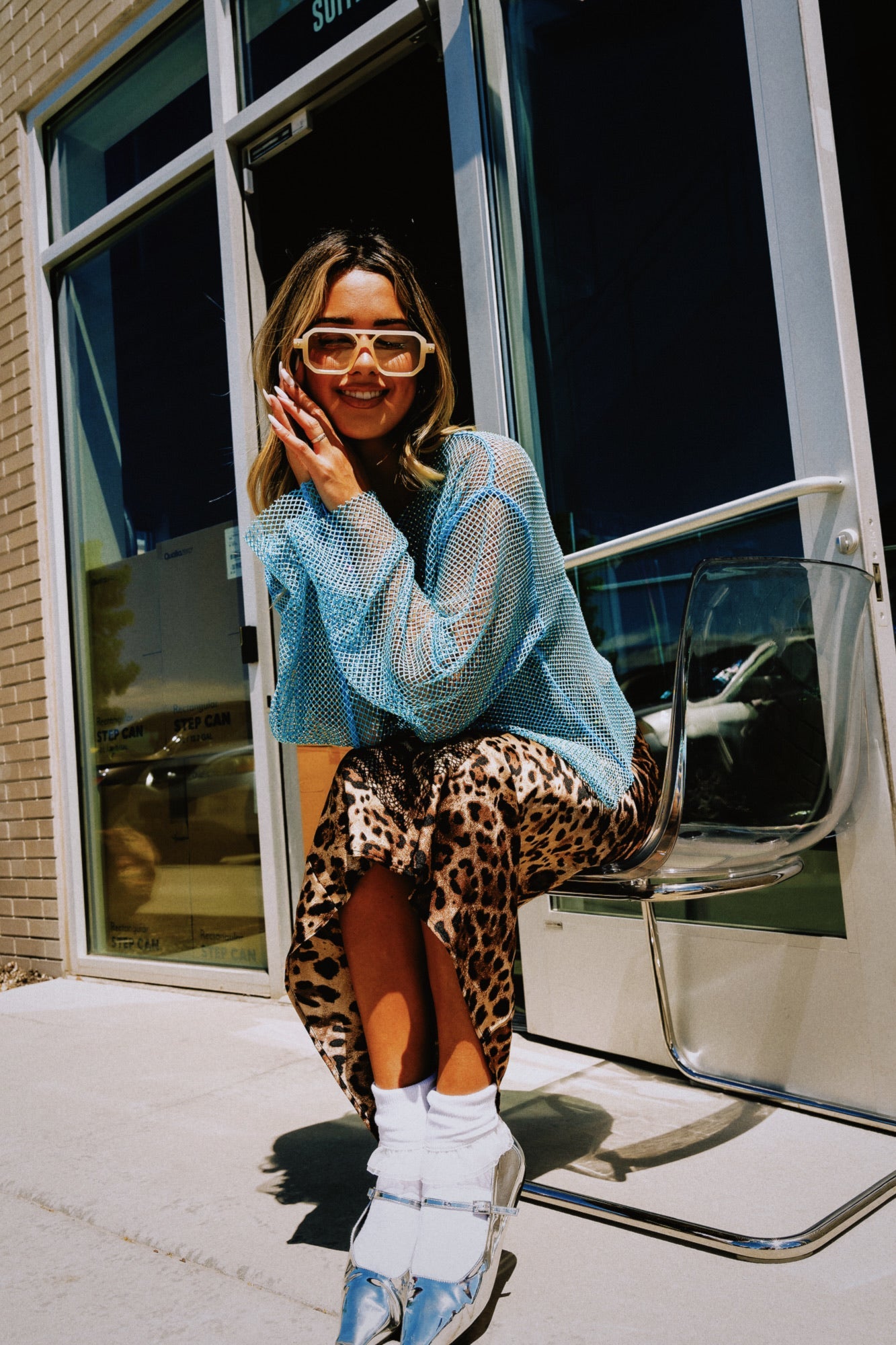 Mirrorball Boxy Top in Sky Blue - Dressed in Lala