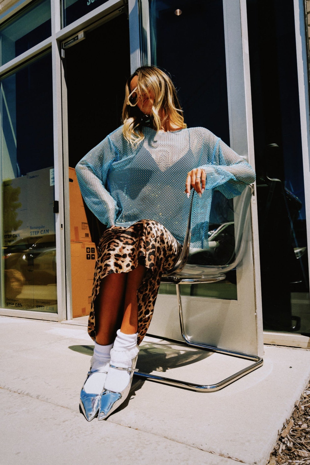 Mirrorball Boxy Top in Sky Blue - Dressed in Lala