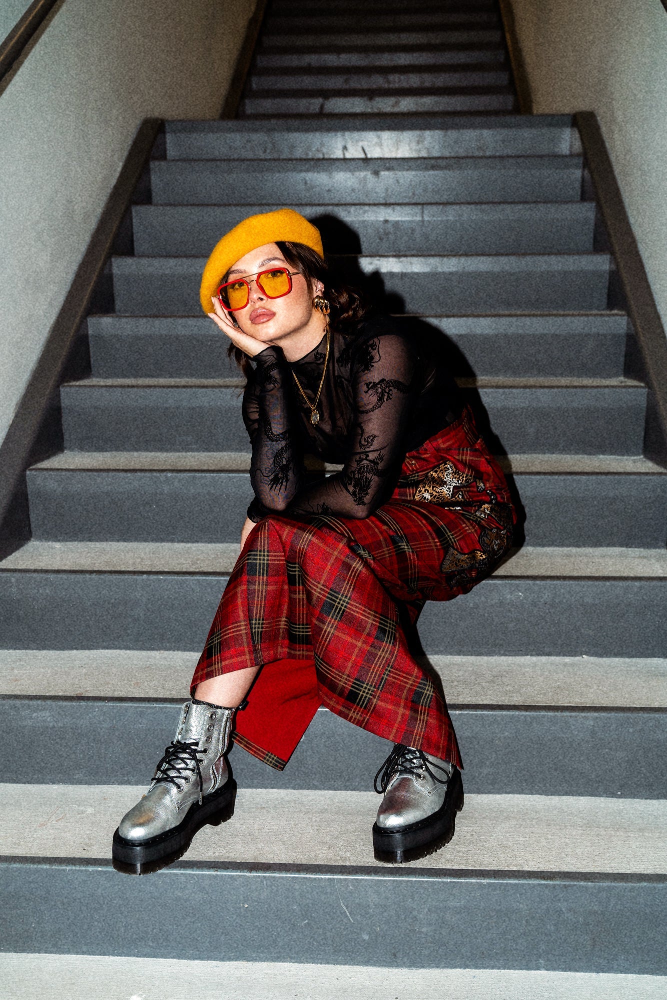 Mischief Maker Plaid Skirt in Red *PREORDER BEGINS SHIPPING 10/3* - Dressed in Lala