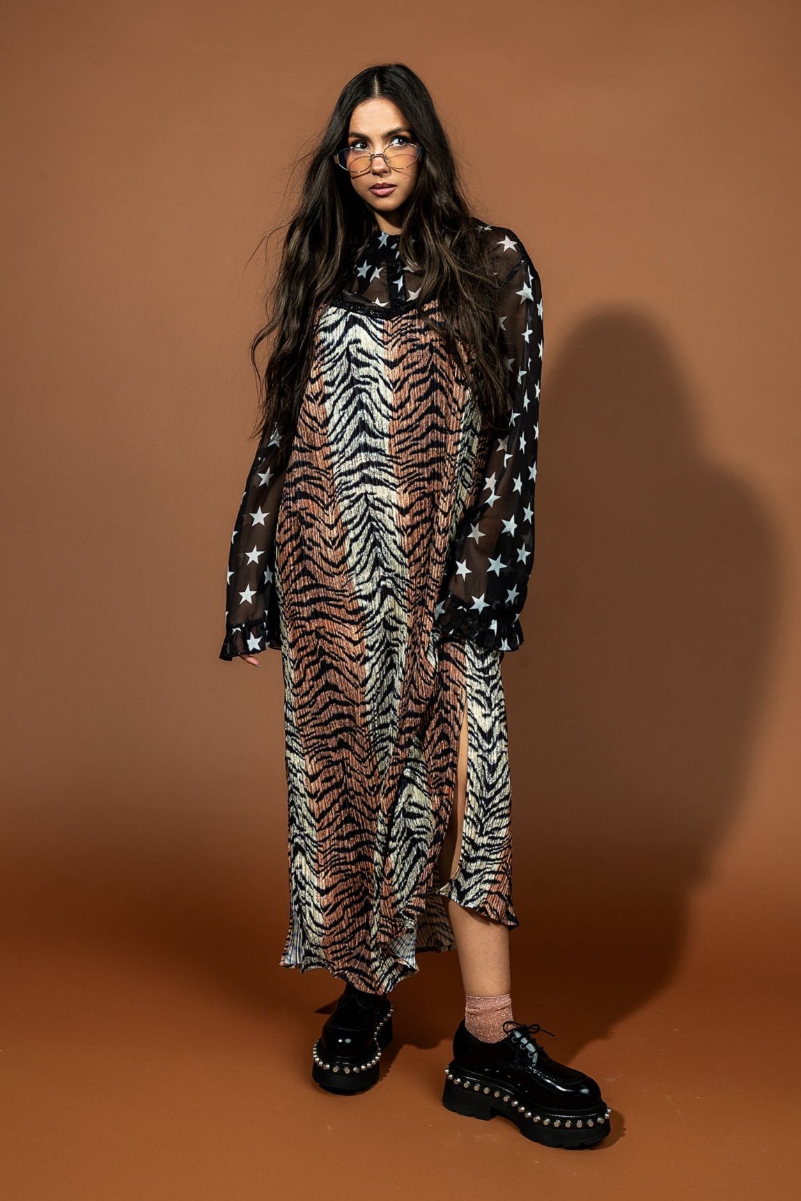 Money Honey Plisse Slip Dress in Go Get 'Em Tiger - Dressed in Lala
