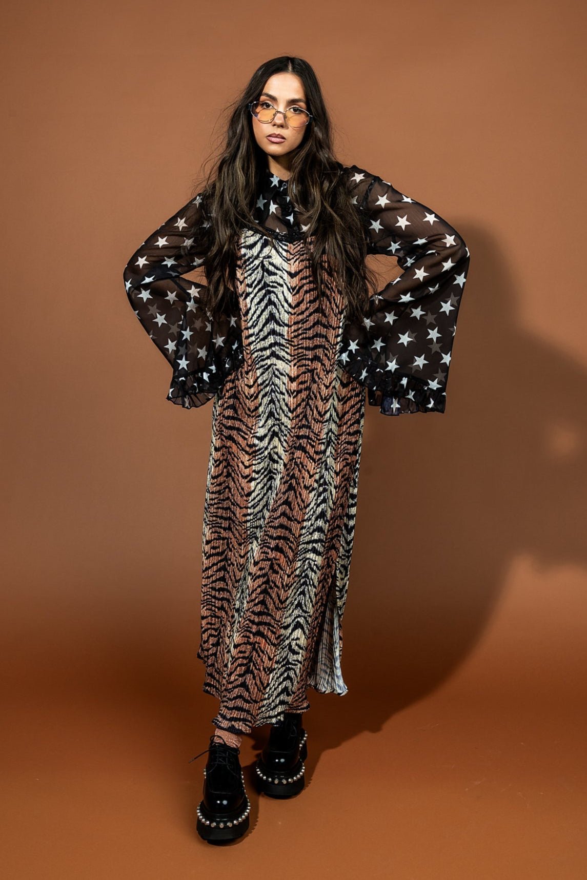 Money Honey Plisse Slip Dress in Go Get 'Em Tiger - Dressed in Lala