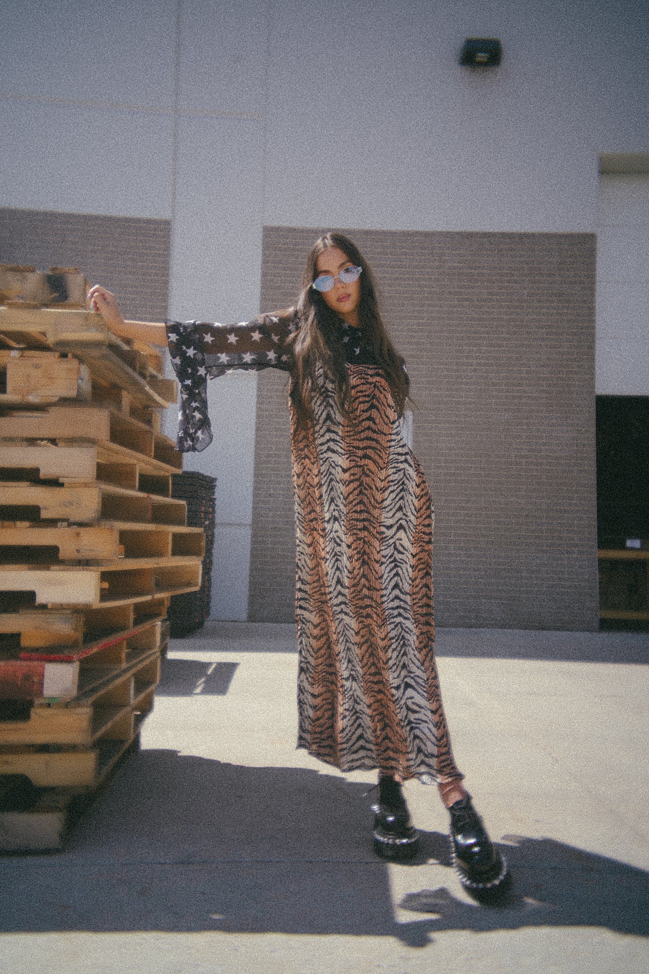 Money Honey Plisse Slip Dress in Go Get 'Em Tiger - Dressed in Lala