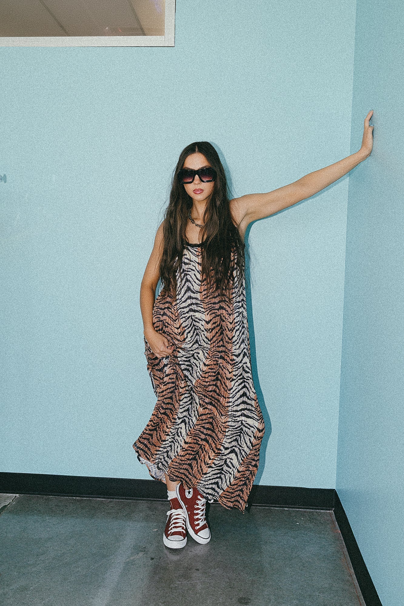 Money Honey Plisse Slip Dress in Go Get 'Em Tiger - Dressed in Lala
