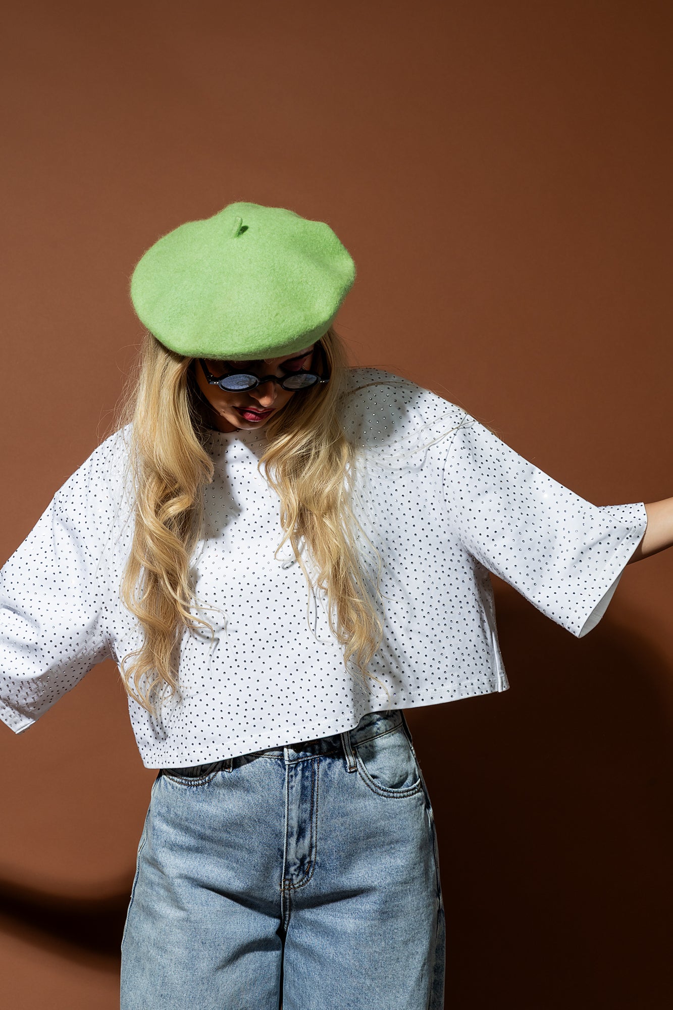 Mood Board Boxy Cropped Rhinestone Tee - Dressed in Lala