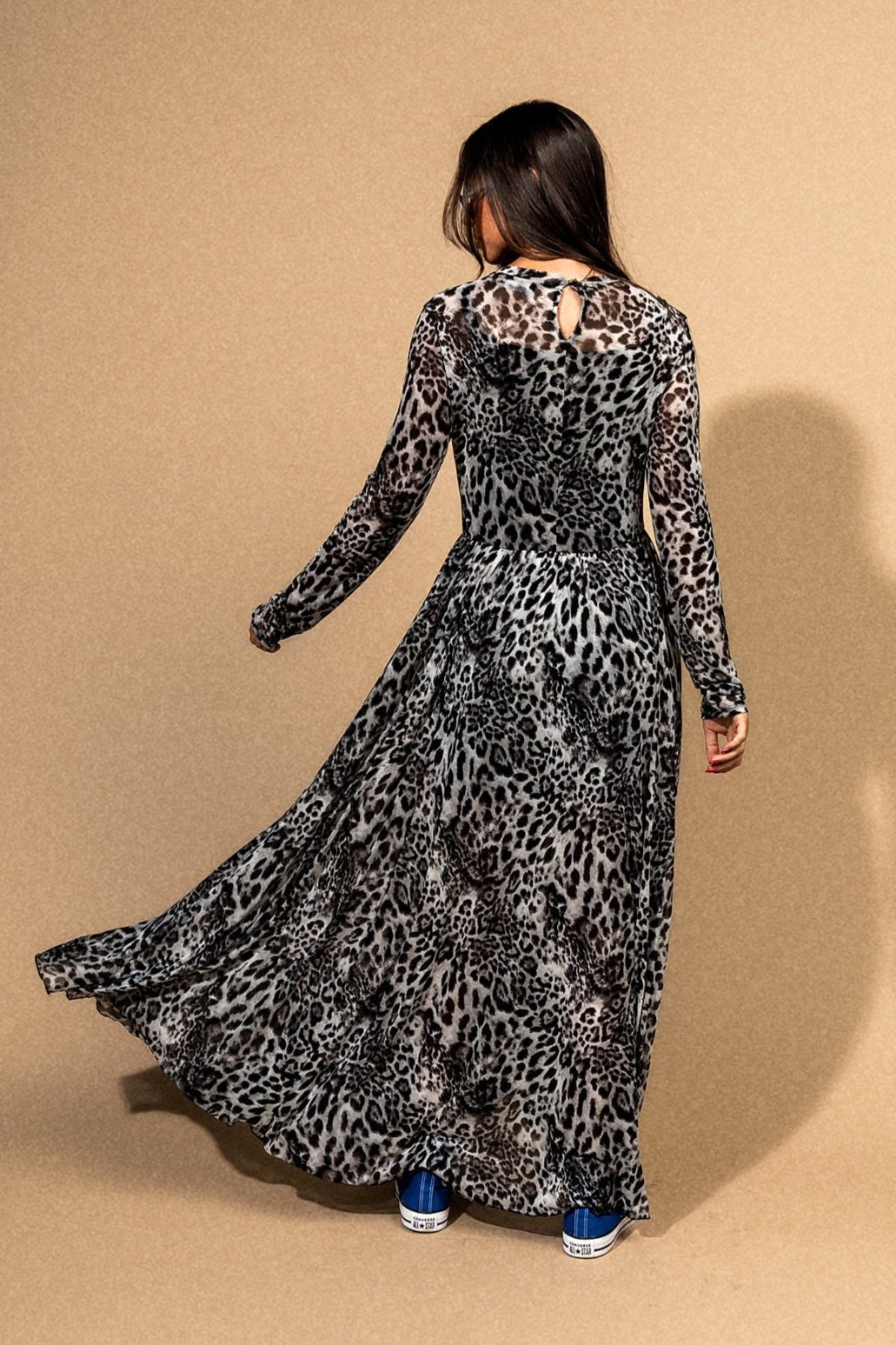 More You Mesh Maxi Dress in Snow Leopard - Dressed in Lala