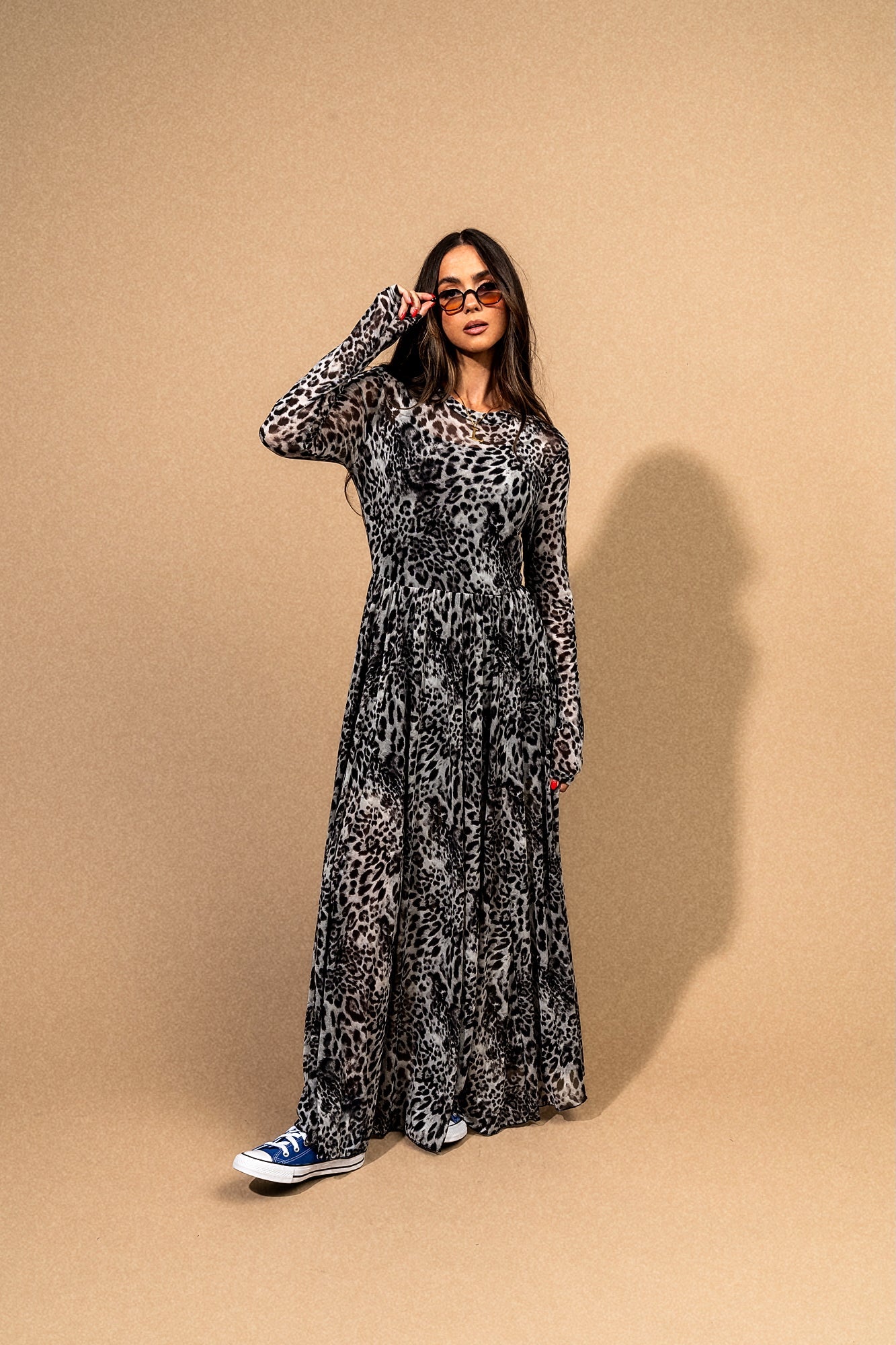 More You Mesh Maxi Dress in Snow Leopard - Dressed in Lala
