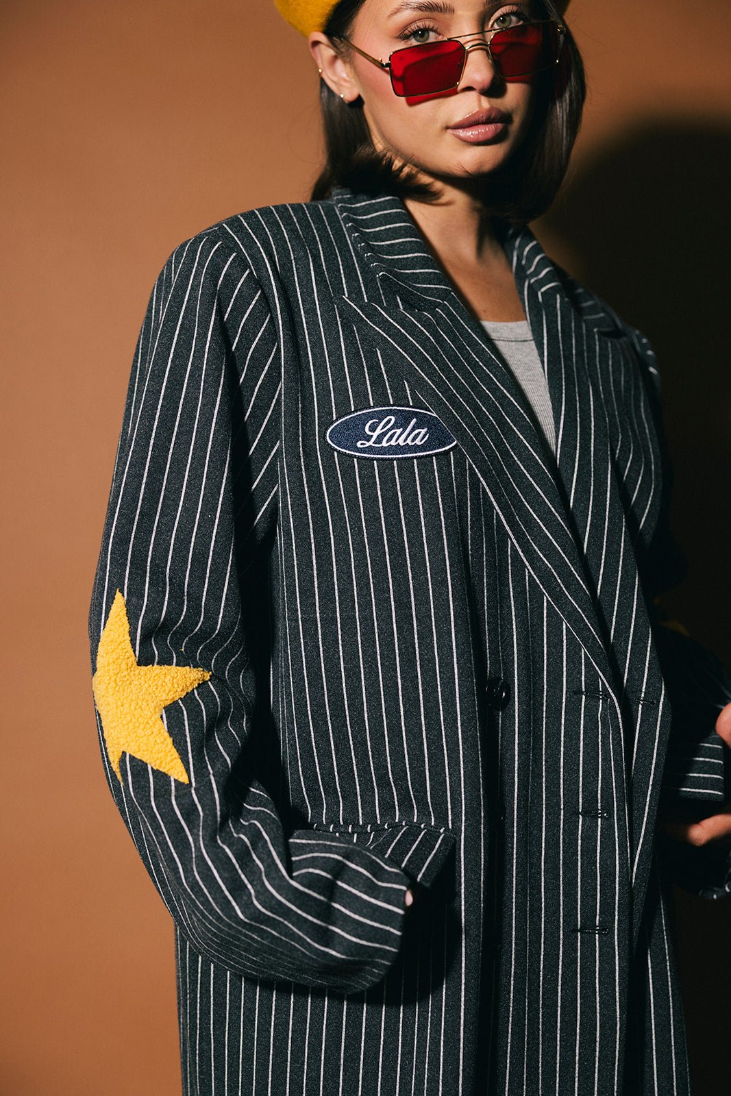 Muse De Lala Pinstripe Longline Coat - Dressed in Lala