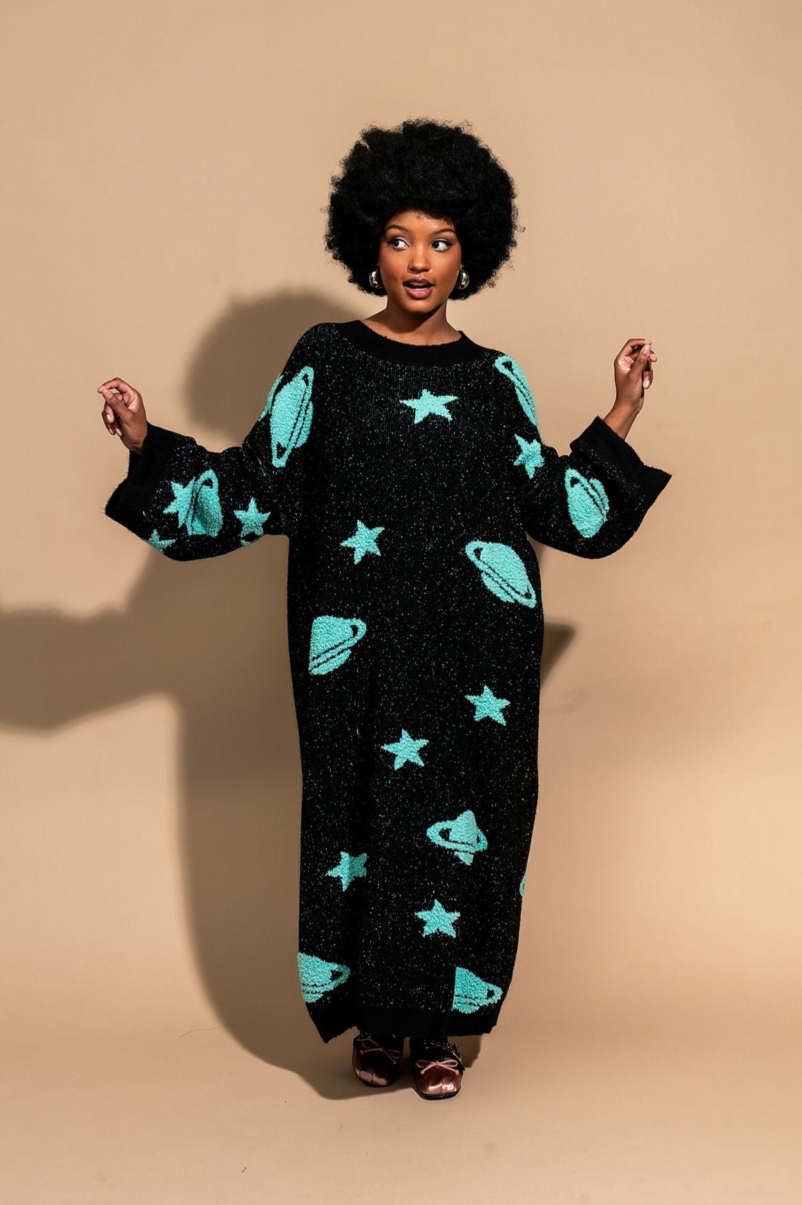 Need Some Space Oversized Knit Dress in Mint S/M