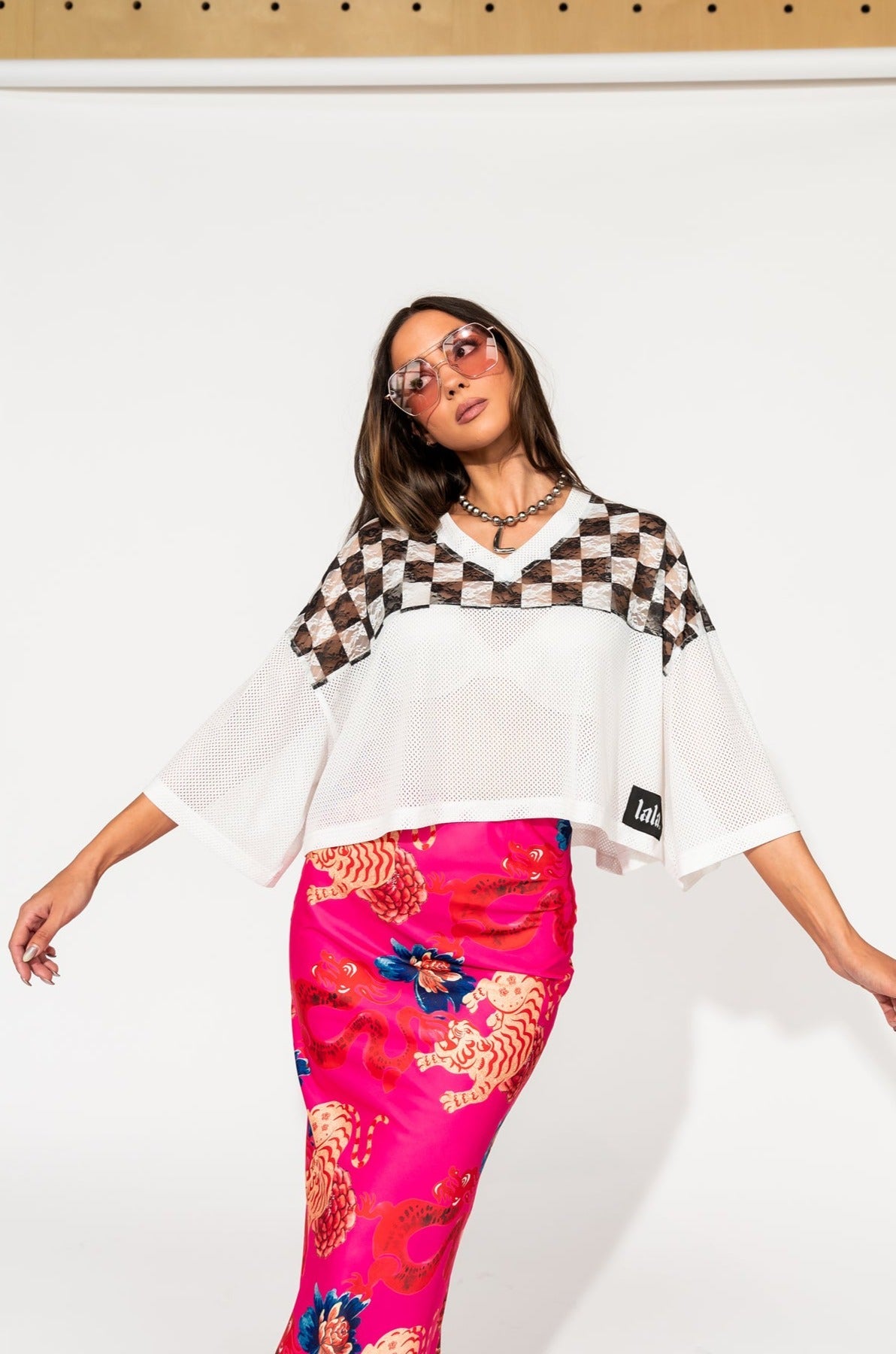 Not Made To Be Subtle Checkered Crop Jersey - Dressed in Lala