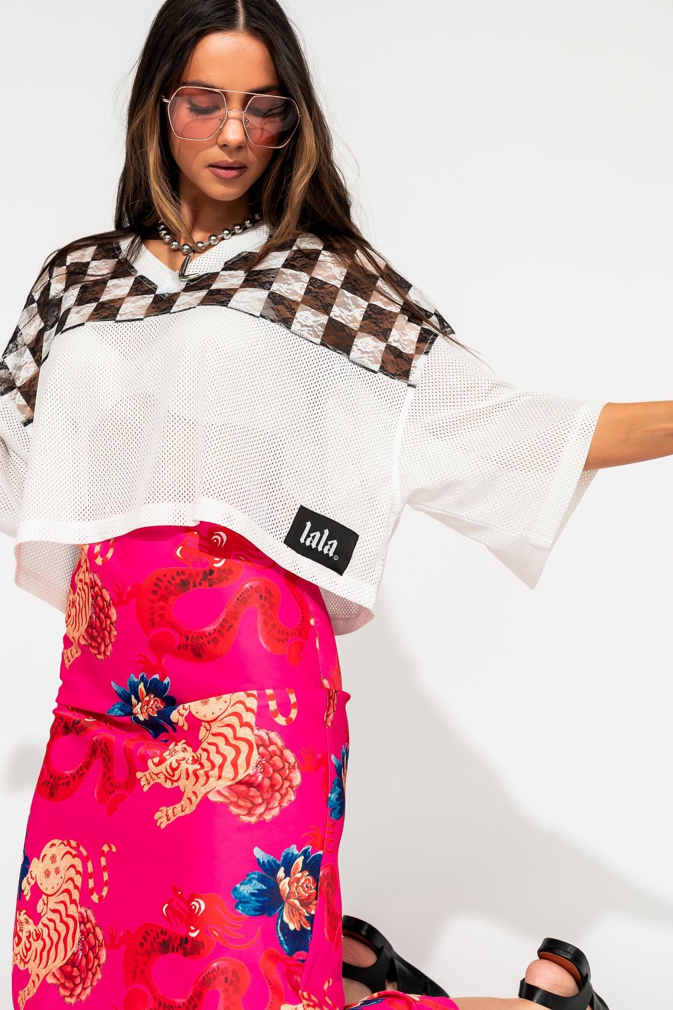 Not Made To Be Subtle Checkered Crop Jersey - Dressed in Lala