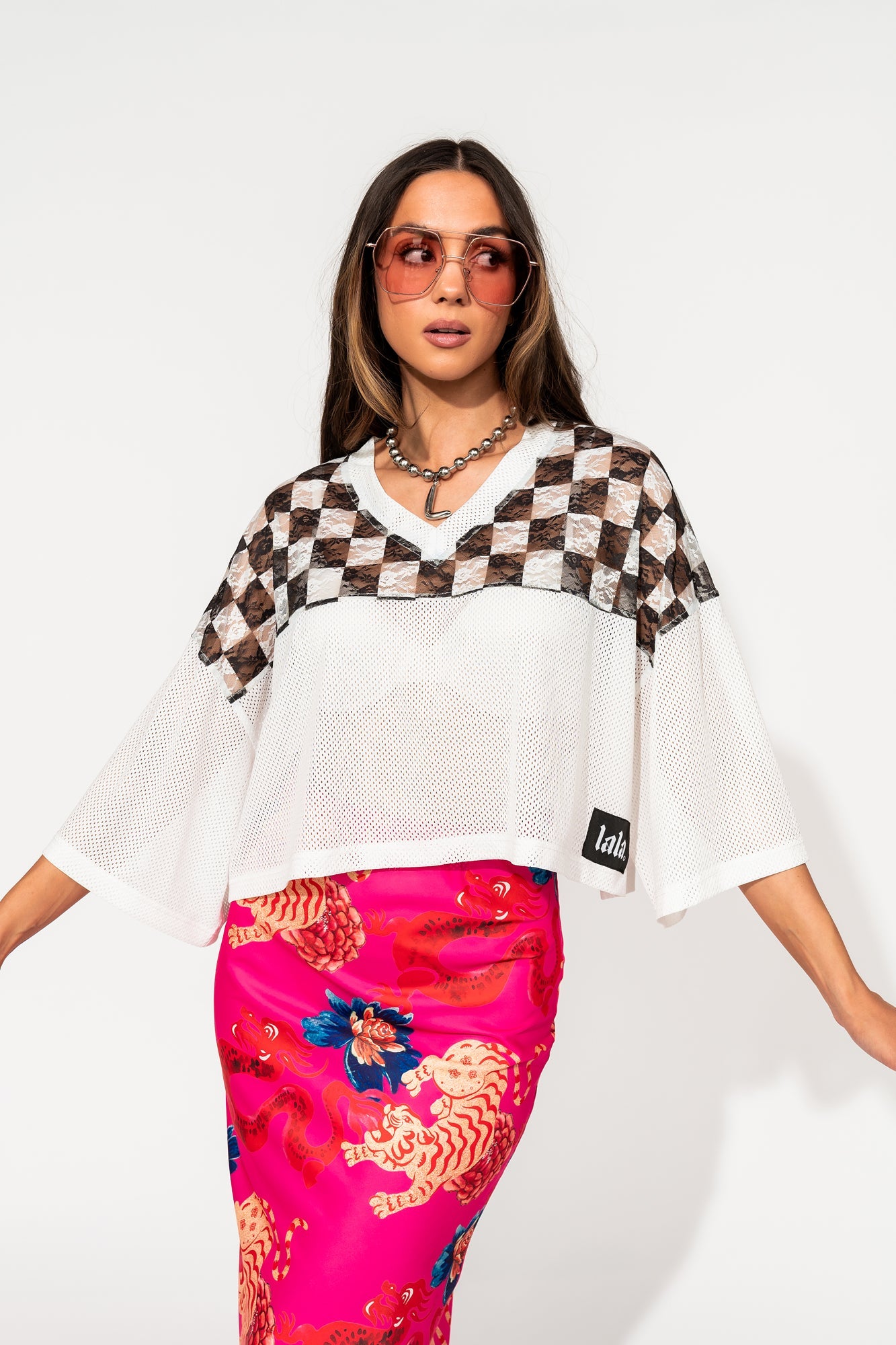 Not Made To Be Subtle Checkered Crop Jersey - Dressed in Lala