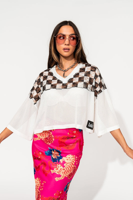 Not Made To Be Subtle Checkered Crop Jersey - Dressed in Lala