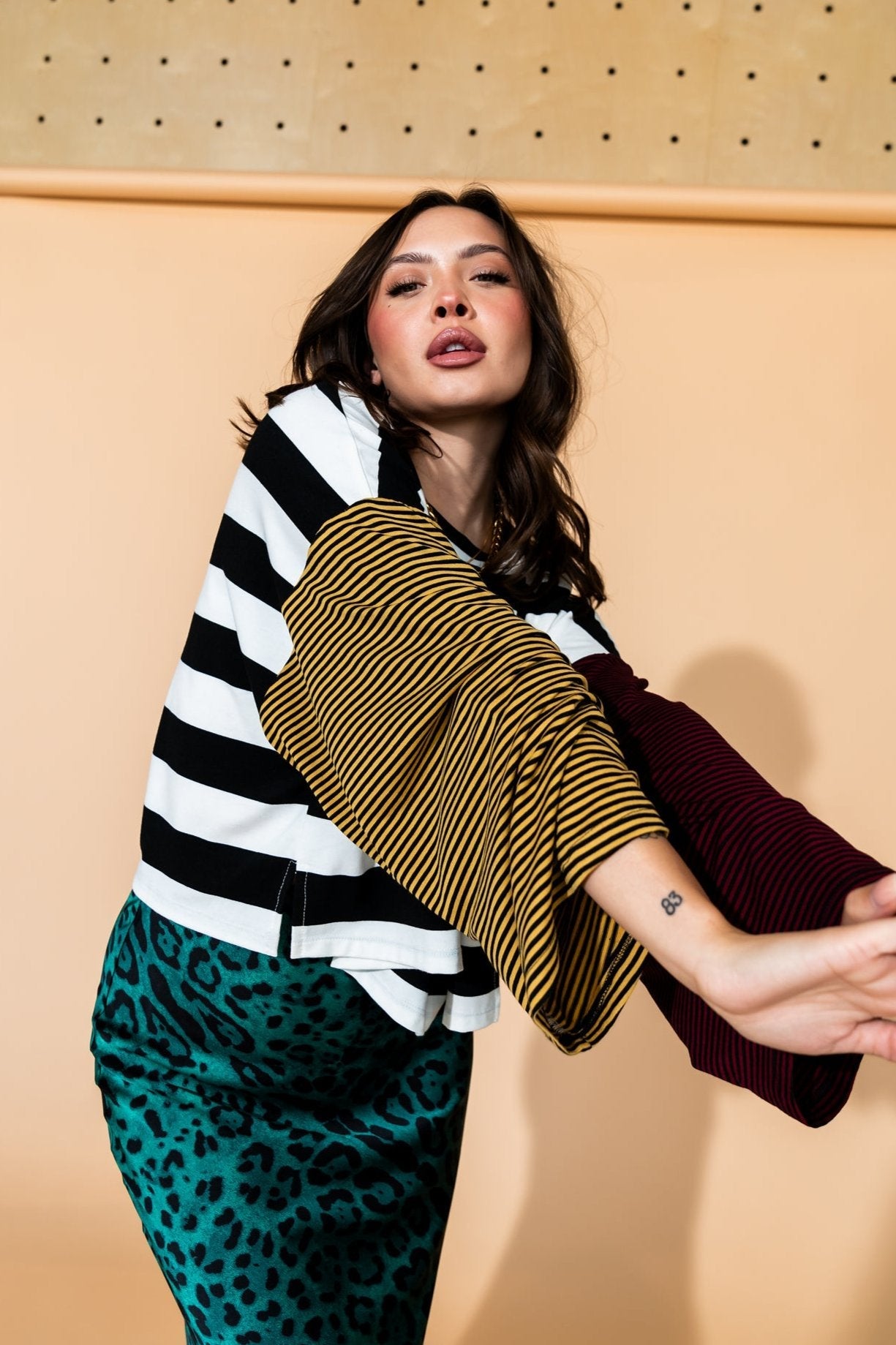 Ozzy Long Sleeve Tee in Grunge Stripes - Dressed in Lala