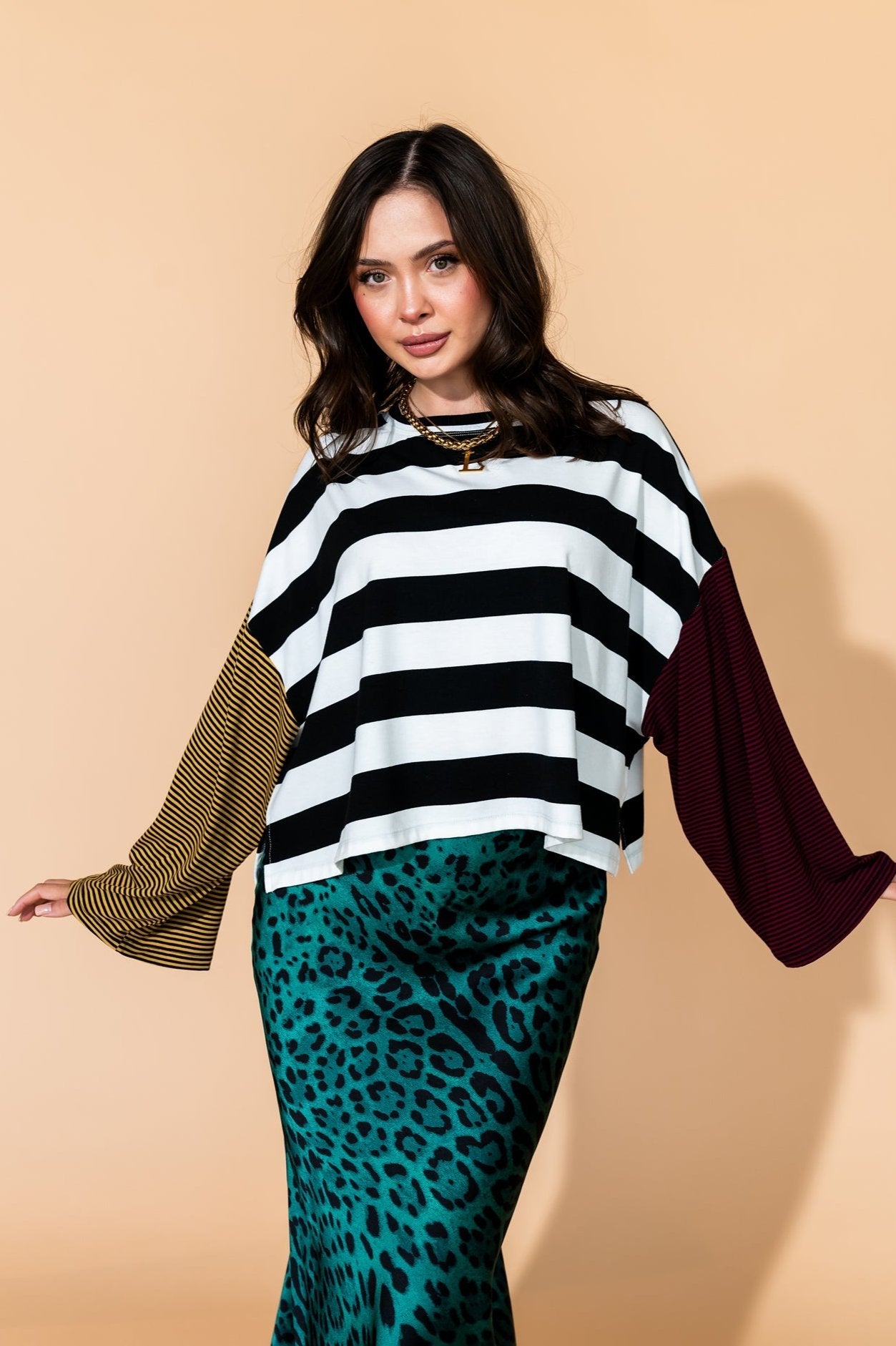 Ozzy Long Sleeve Tee in Grunge Stripes - Dressed in Lala