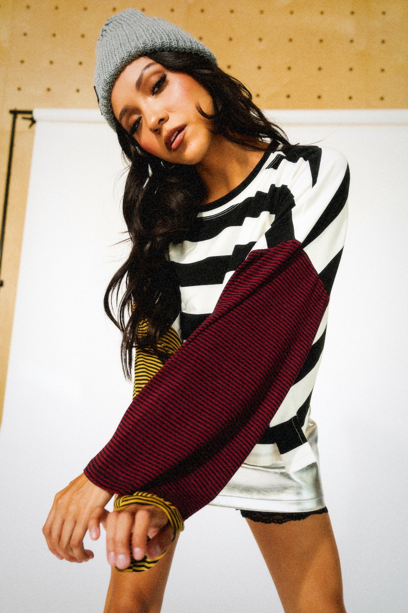 Ozzy Long Sleeve Tee in Grunge Stripes - Dressed in Lala