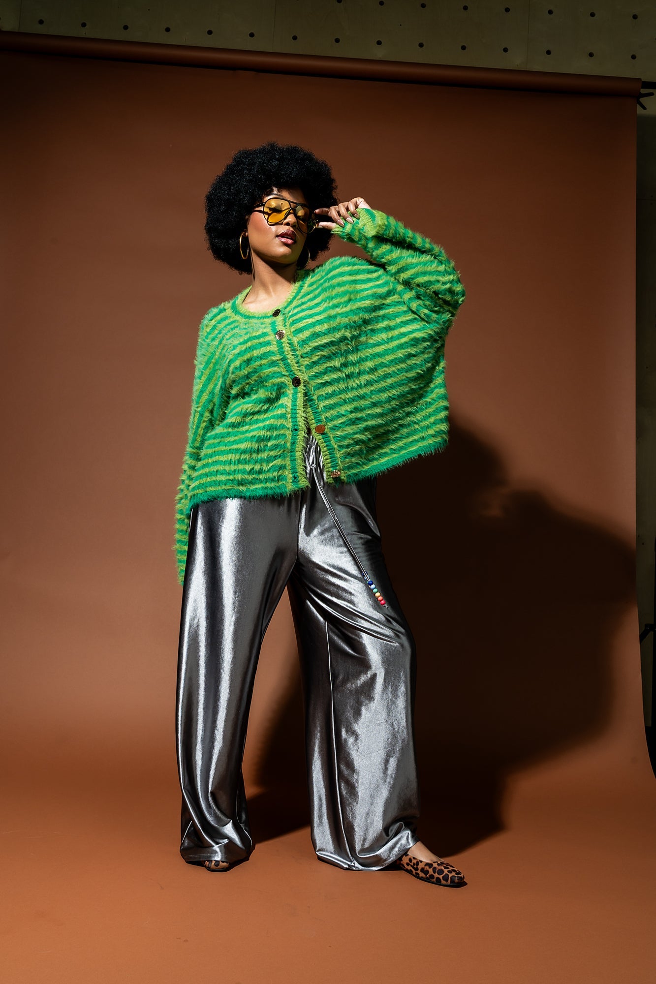 Phone Home Metallic Wide Leg Pants - Dressed in Lala