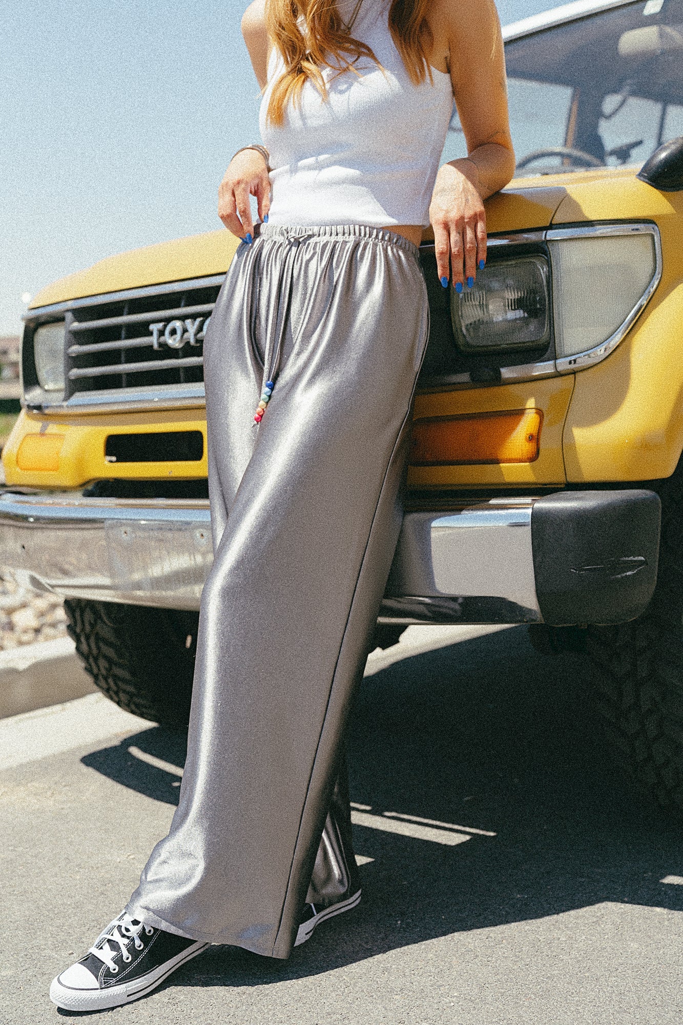 Phone Home Metallic Wide Leg Pants - Dressed in Lala