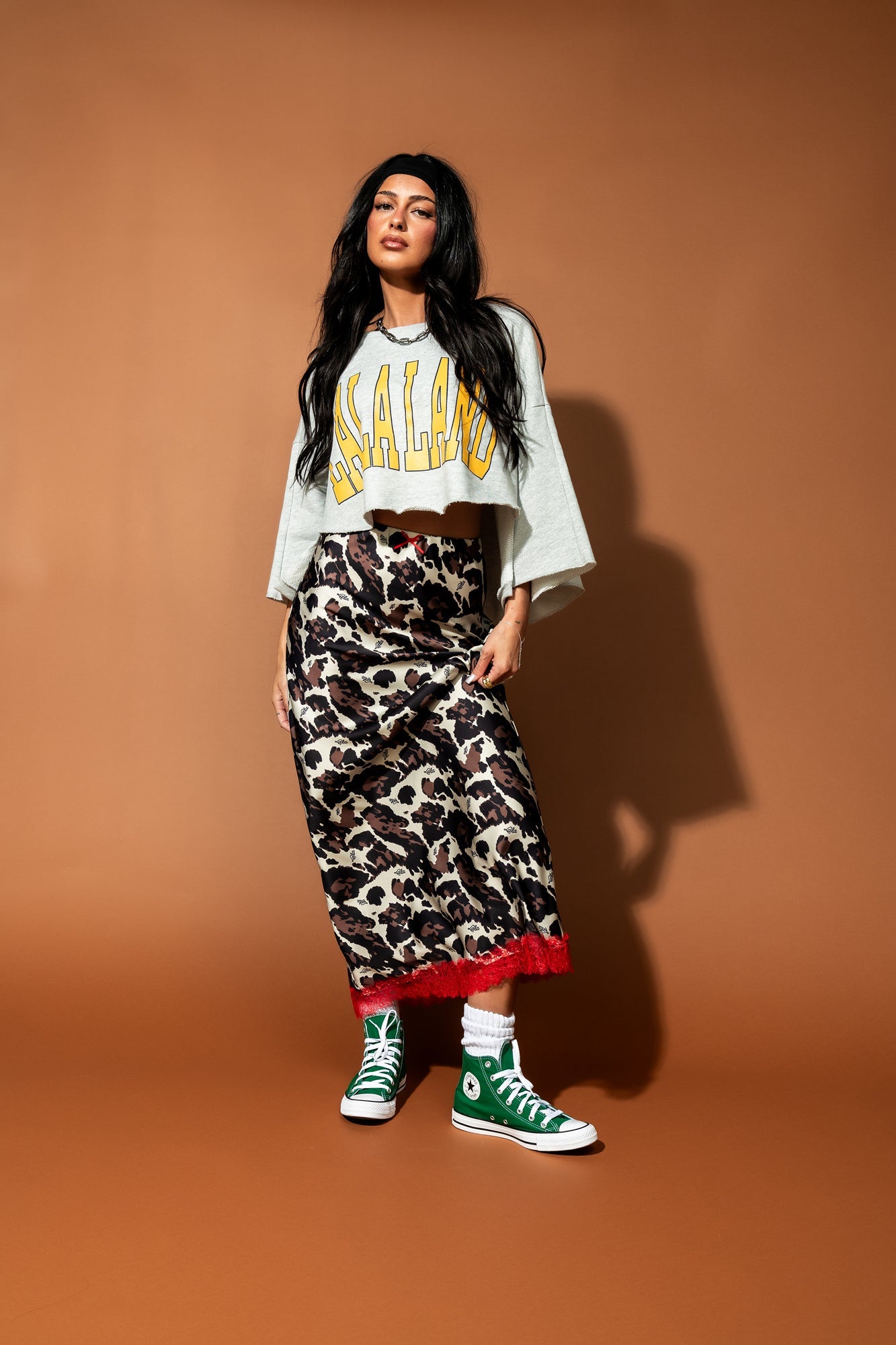 Pony Print Princess Satin Skirt with Lace - Dressed in Lala
