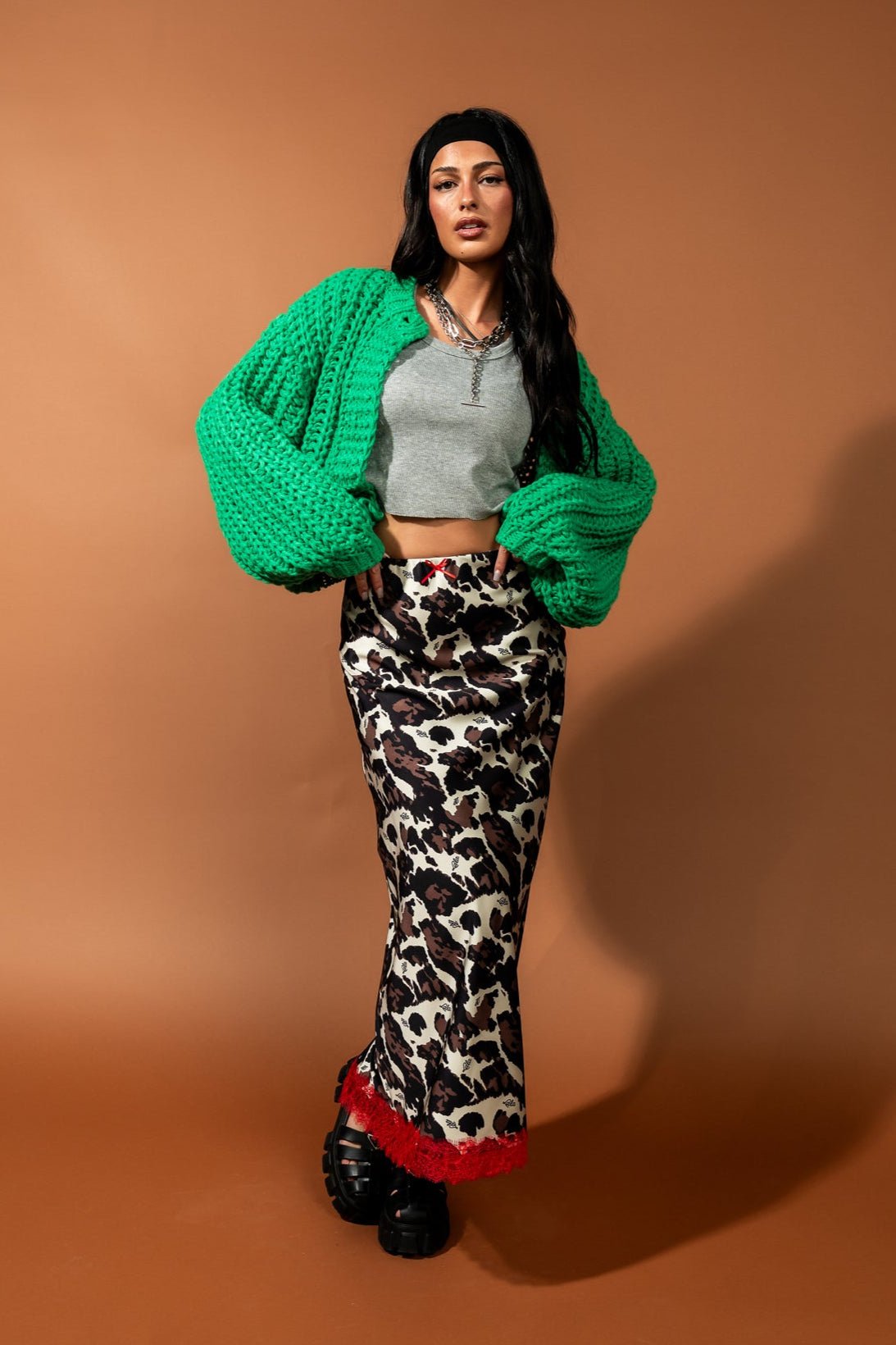 Pony Print Princess Satin Skirt with Lace - Dressed in Lala