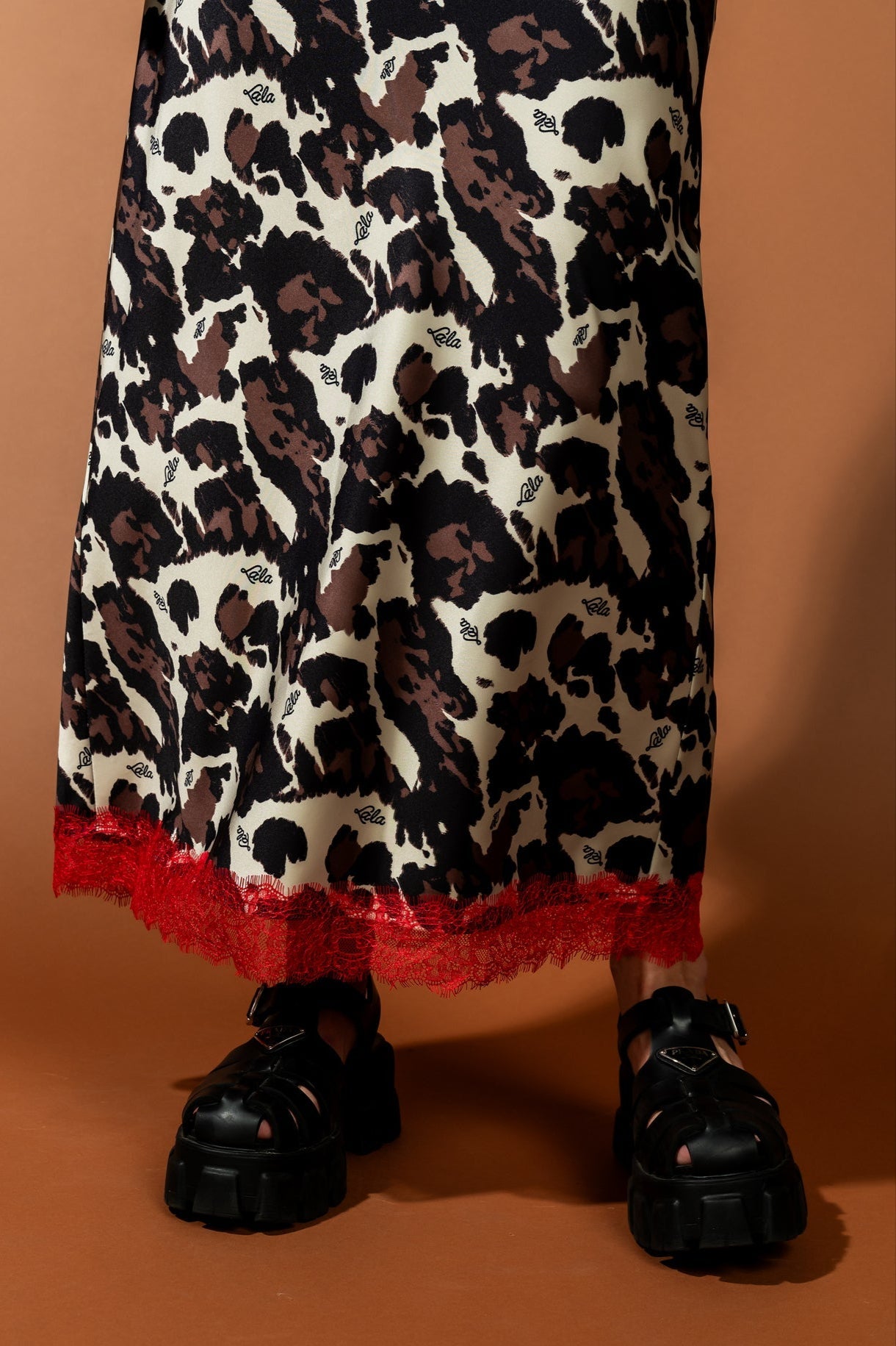Pony Print Princess Satin Skirt with Lace - Dressed in Lala