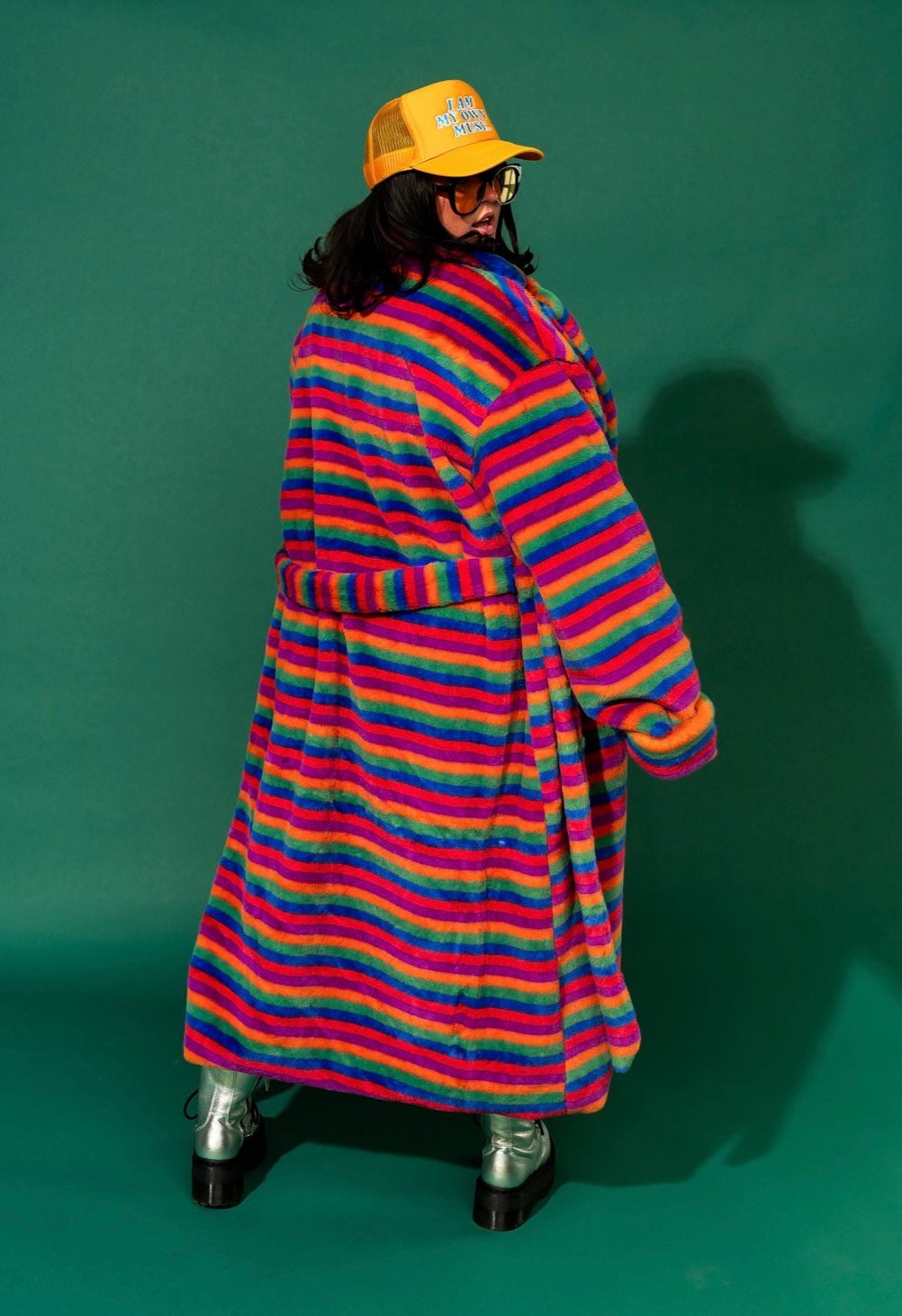 Rainbow Runaway Faux Fur Longline Coat - Dressed in Lala