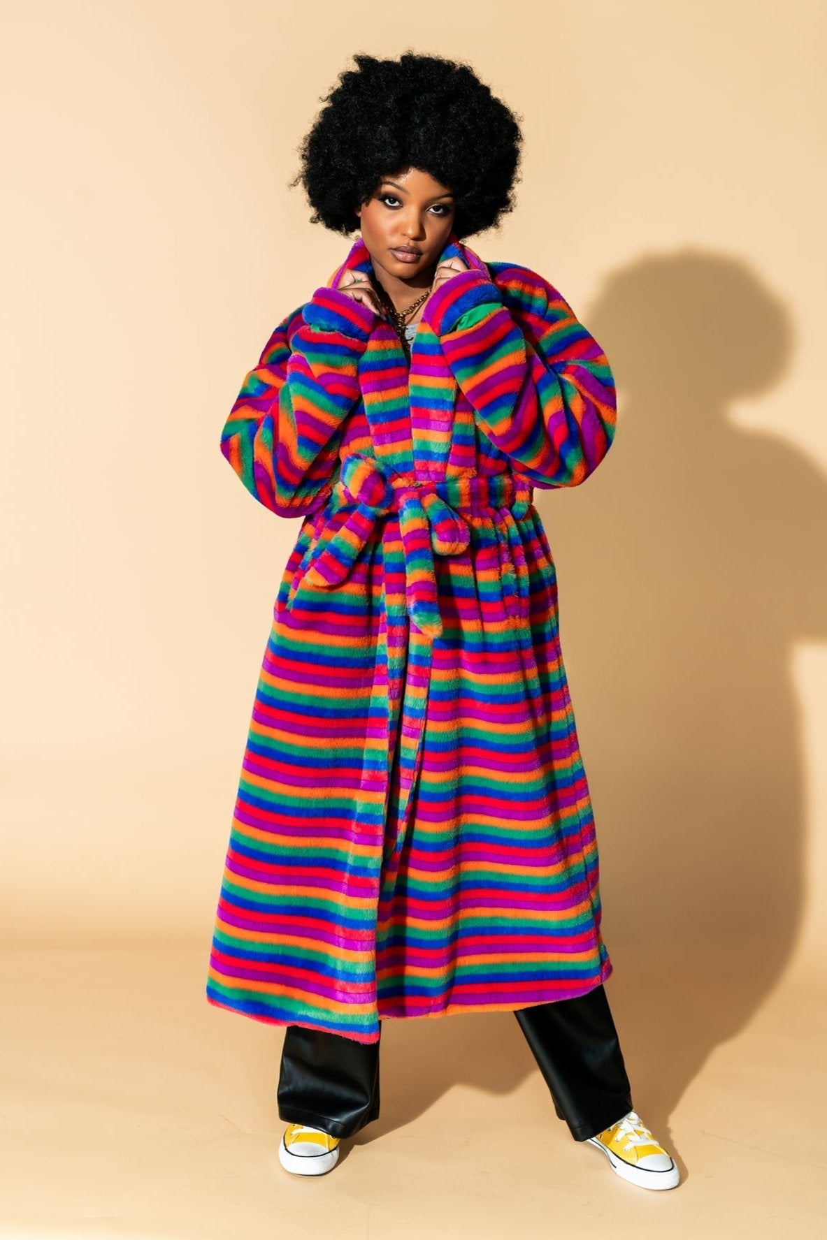 Rainbow Runaway Faux Fur Longline Coat - Dressed in Lala