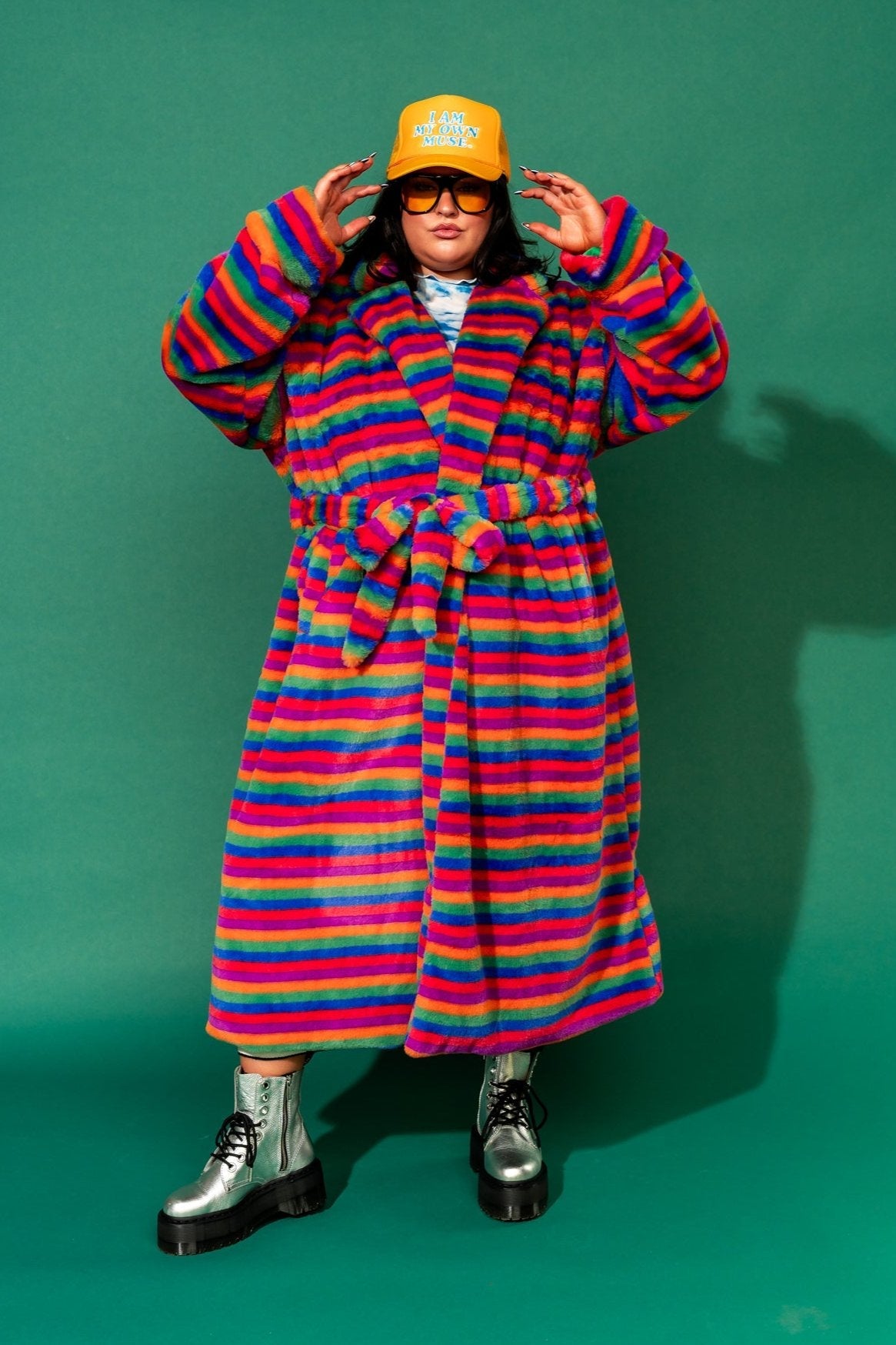 Rainbow Runaway Faux Fur Longline Coat - Dressed in Lala