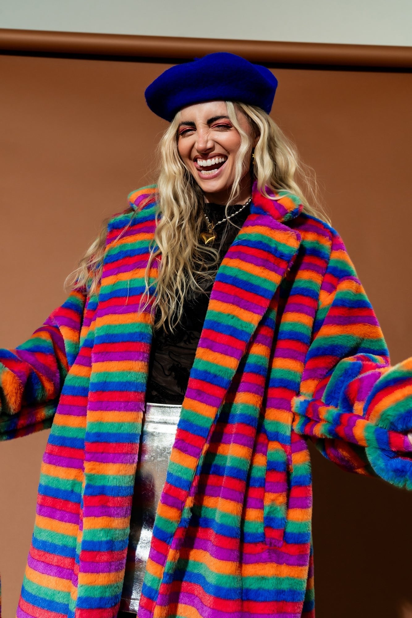 Rainbow Runaway Faux Fur Longline Coat - Dressed in Lala