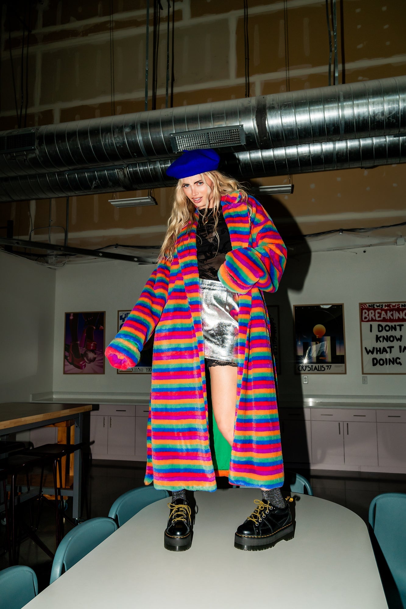 Rainbow Runaway Faux Fur Longline Coat - Dressed in Lala