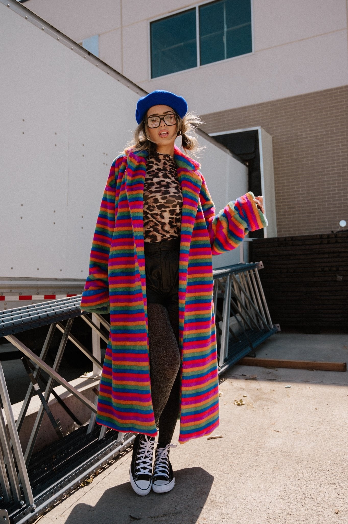 Rainbow Runaway Faux Fur Longline Coat - Dressed in Lala