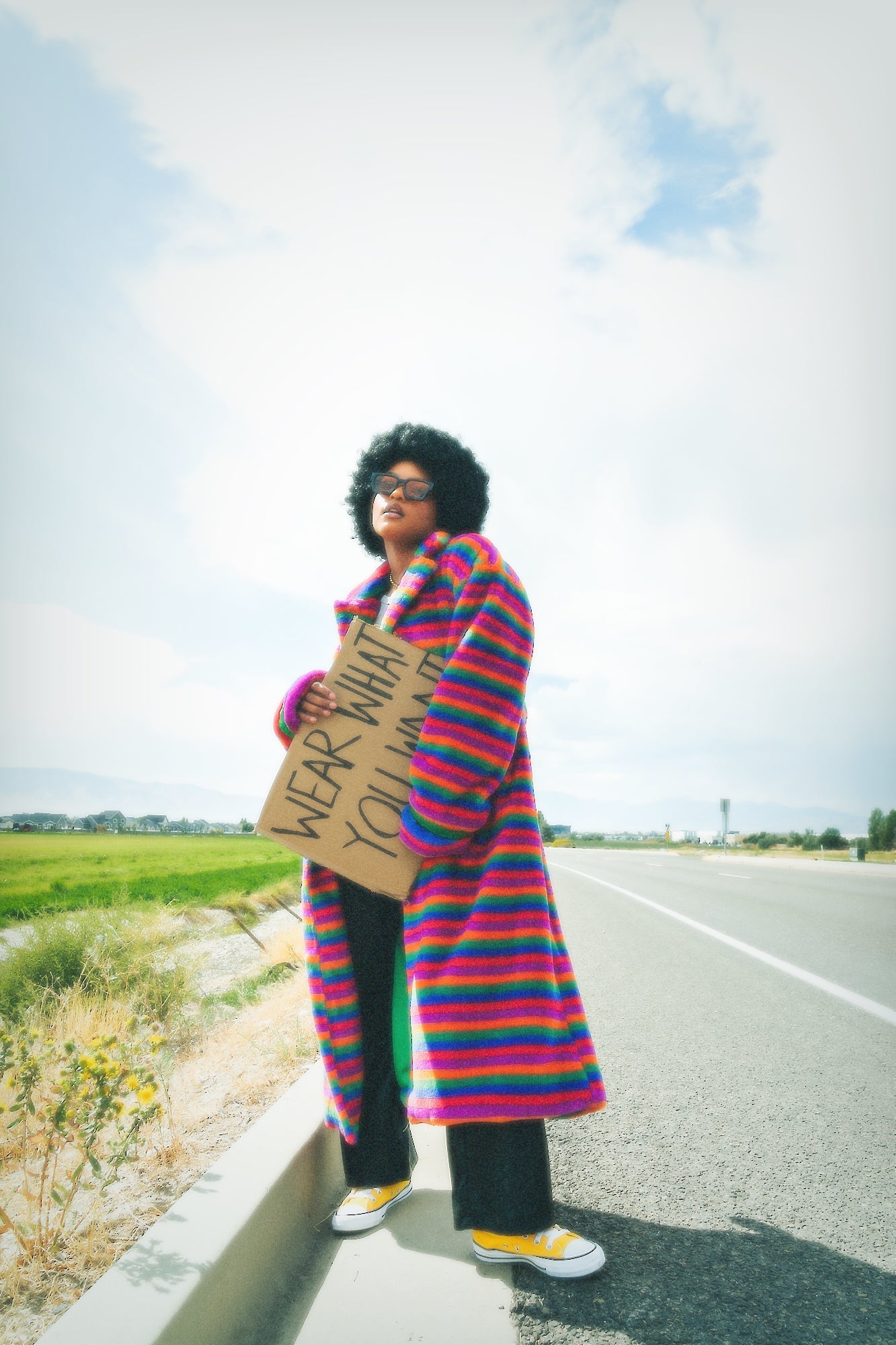 Rainbow Runaway Faux Fur Longline Coat - Dressed in Lala