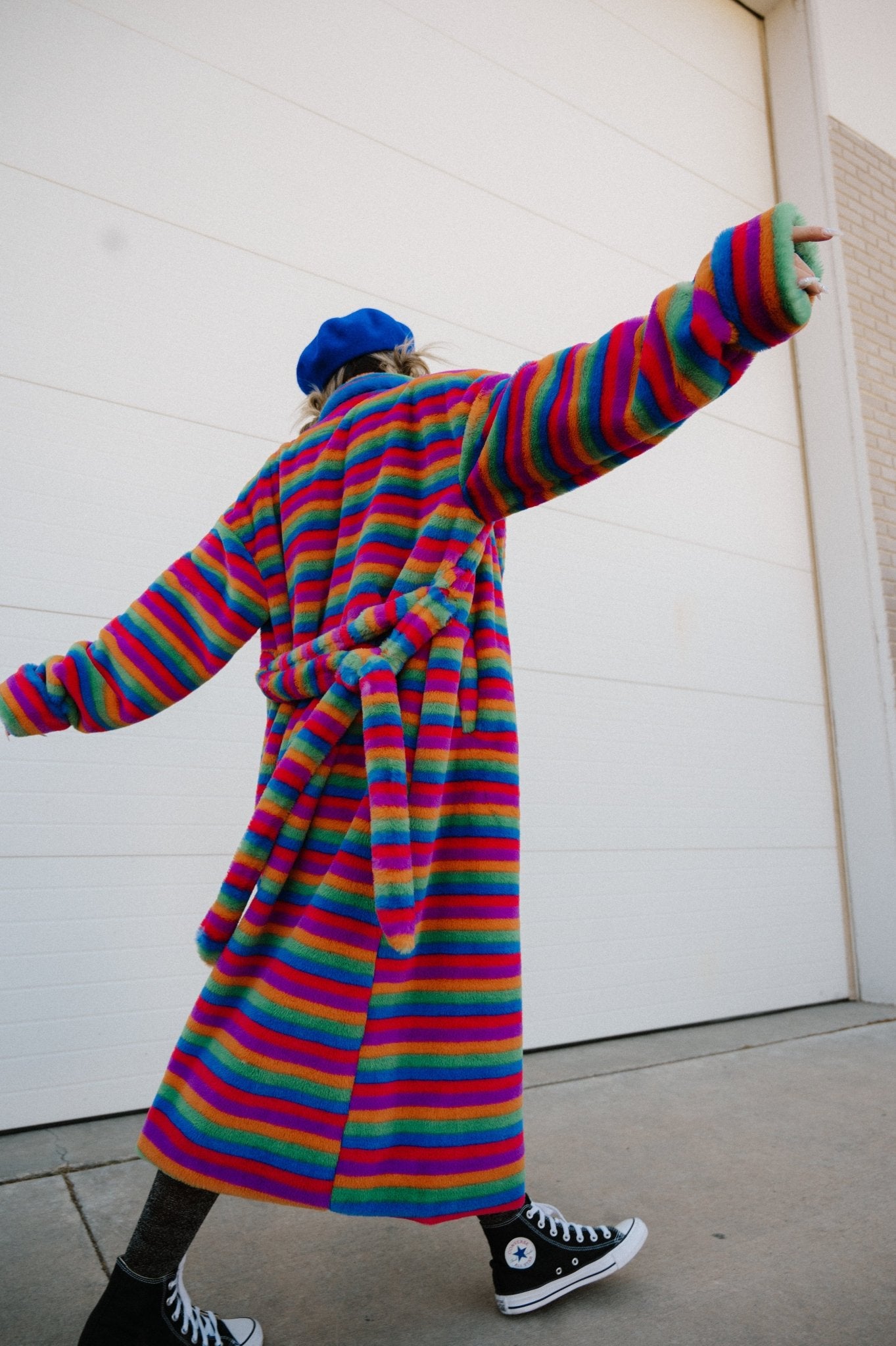 Rainbow Runaway Faux Fur Longline Coat - Dressed in Lala