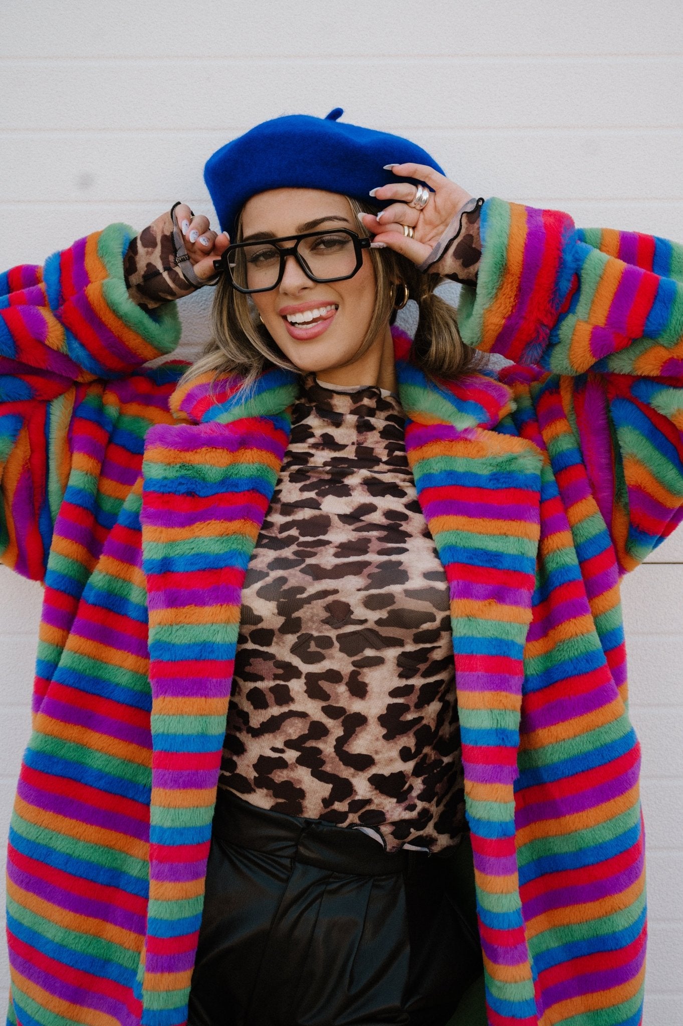 Rainbow Runaway Faux Fur Longline Coat - Dressed in Lala