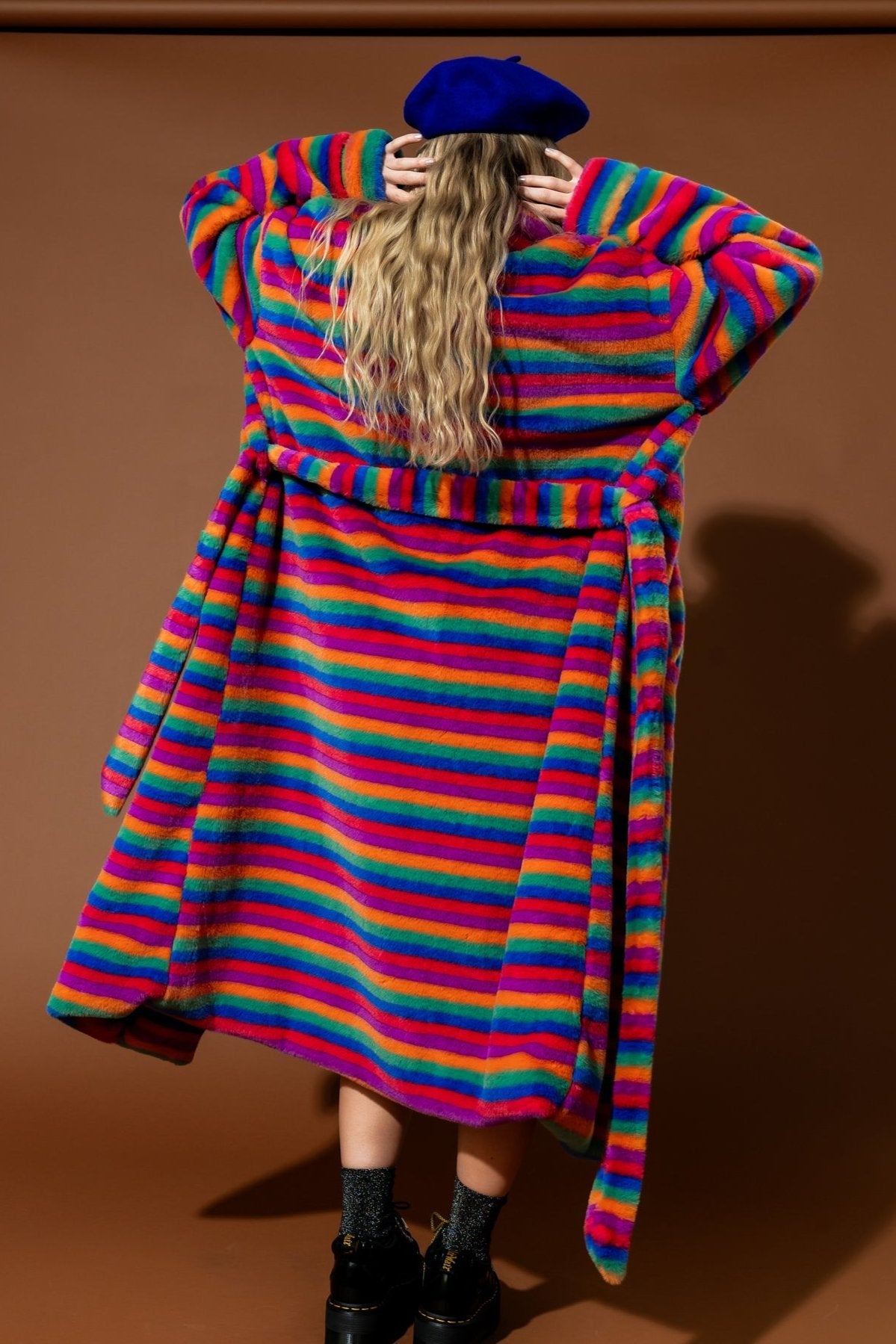 Rainbow Runaway Faux Fur Longline Coat - Dressed in Lala