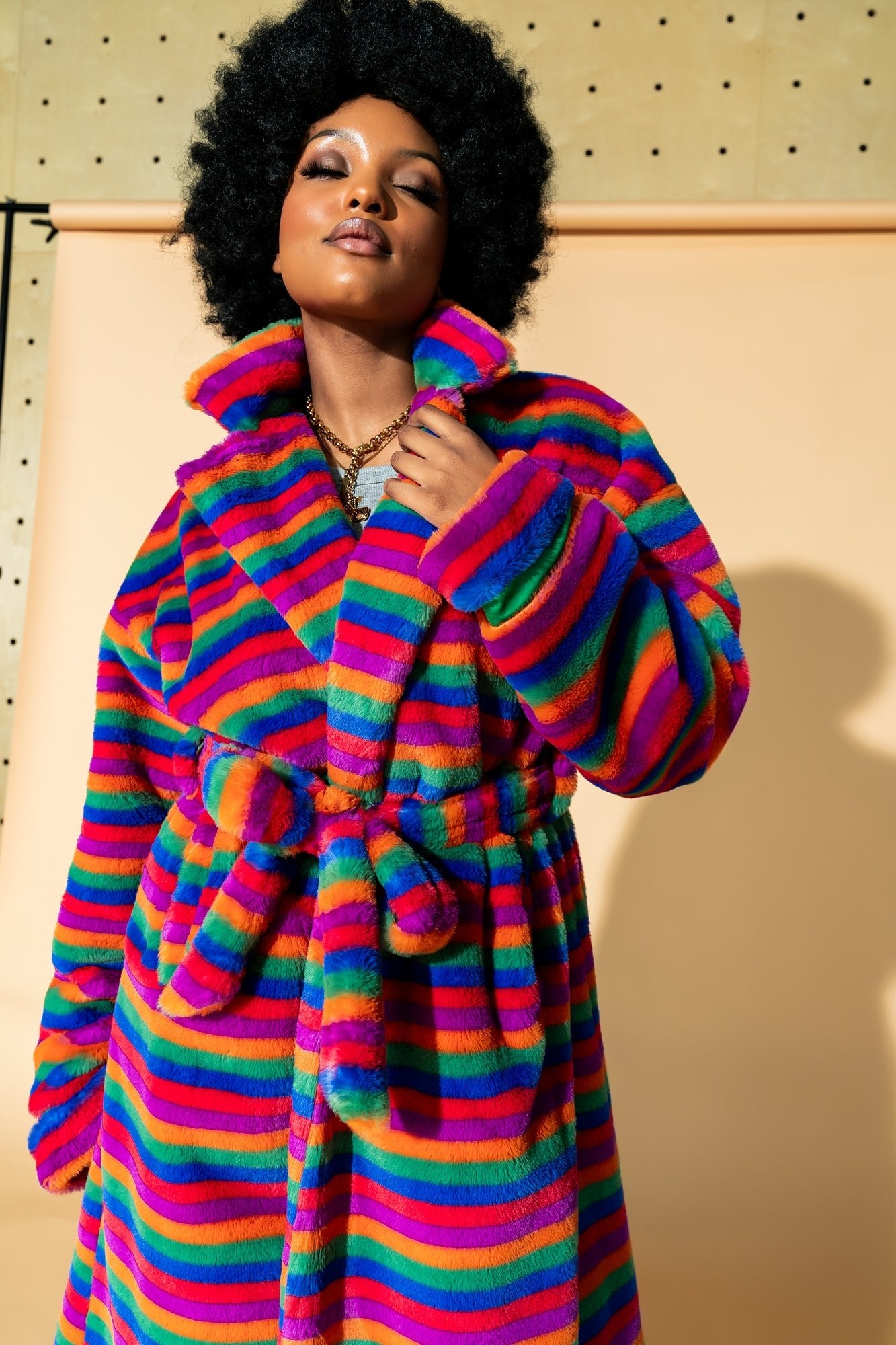 Rainbow Runaway Faux Fur Longline Coat - Dressed in Lala