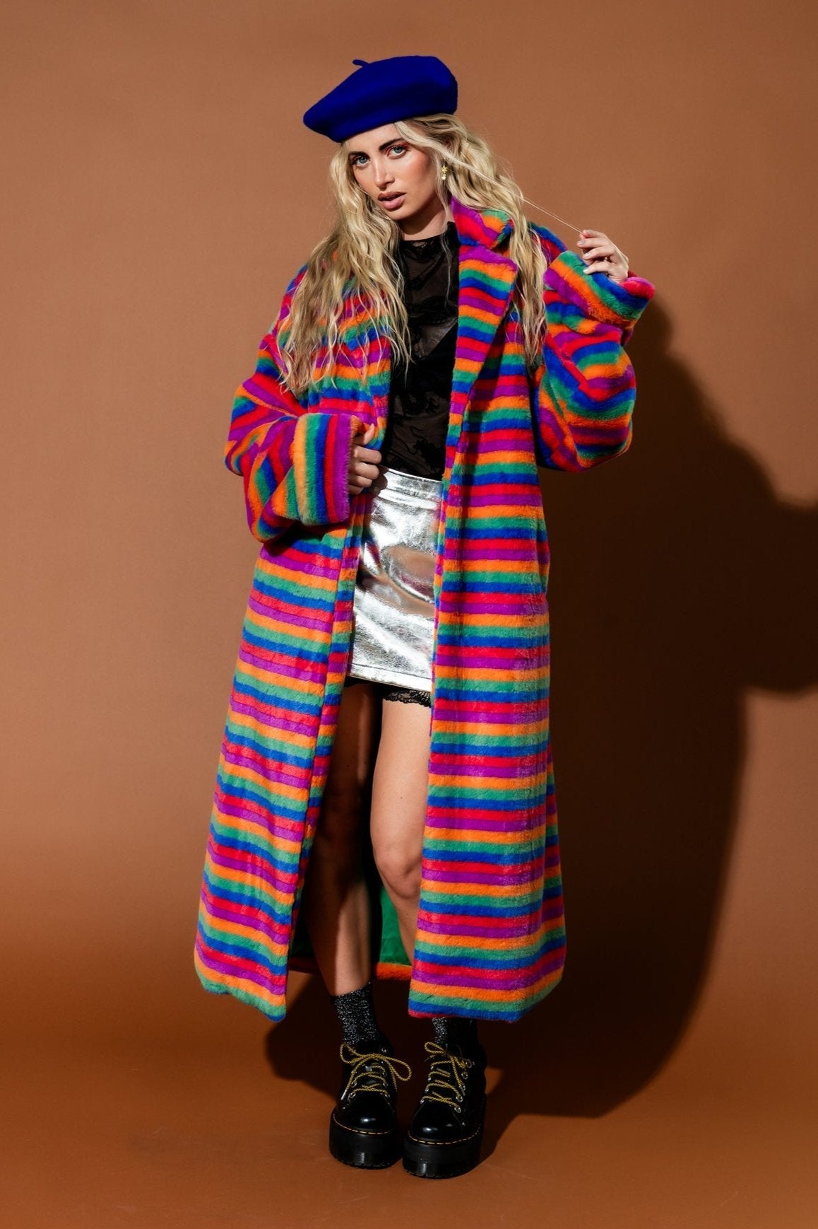 Rainbow Runaway Faux Fur Longline Coat - Dressed in Lala
