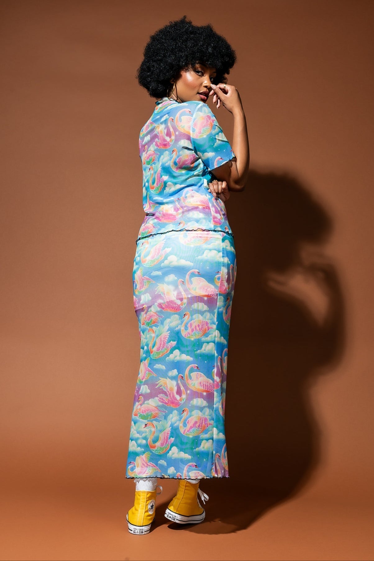 Rainbow Swan Rodeo Short Sleeve Mesh Top - Dressed in Lala