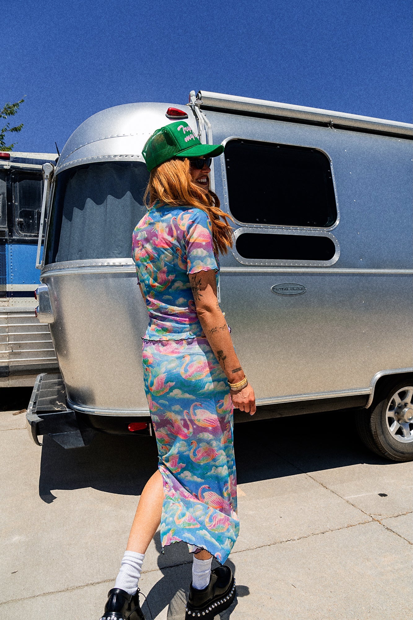 Rainbow Swan Rodeo Short Sleeve Mesh Top - Dressed in Lala