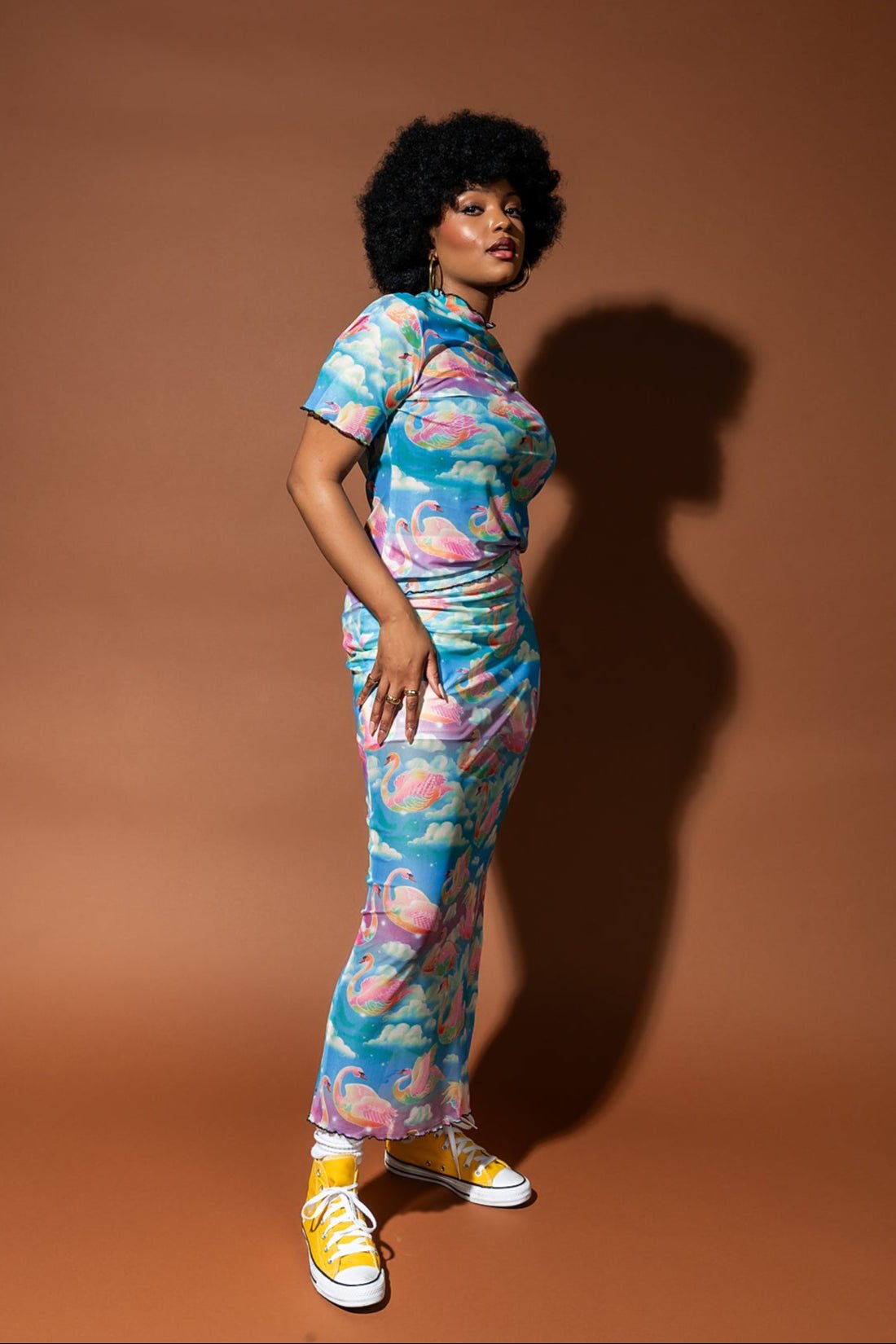 Rainbow Swan Rodeo Short Sleeve Mesh Top - Dressed in Lala