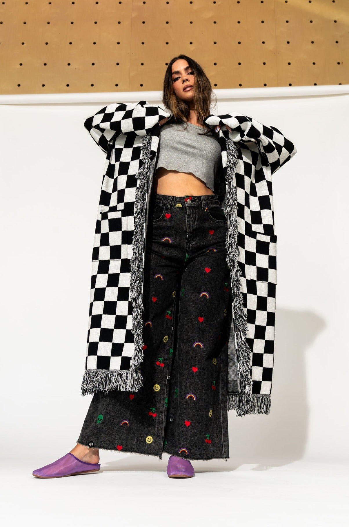 Rare Embroidered Wide Leg Denim in Happy Thoughts - Dressed in Lala