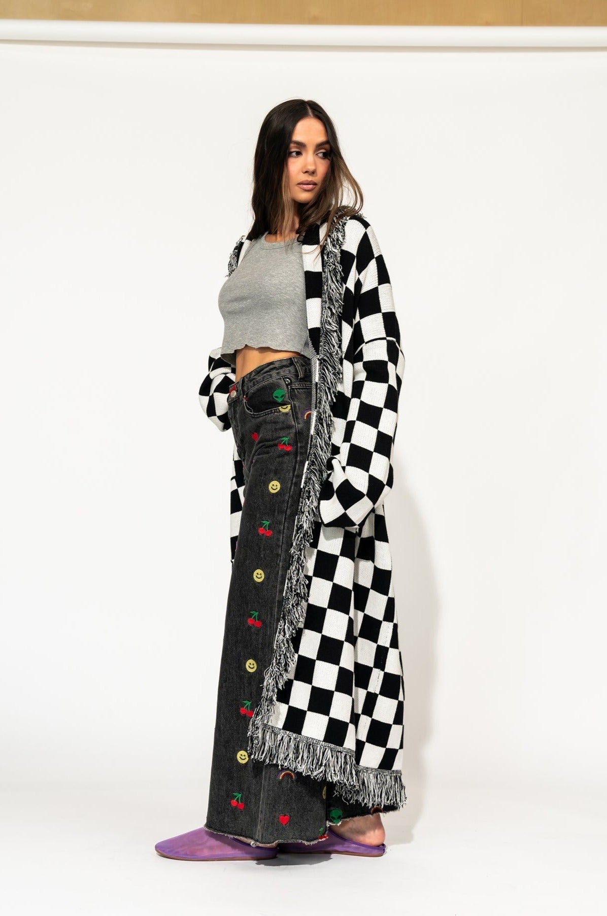 Rare Embroidered Wide Leg Denim in Happy Thoughts - Dressed in Lala