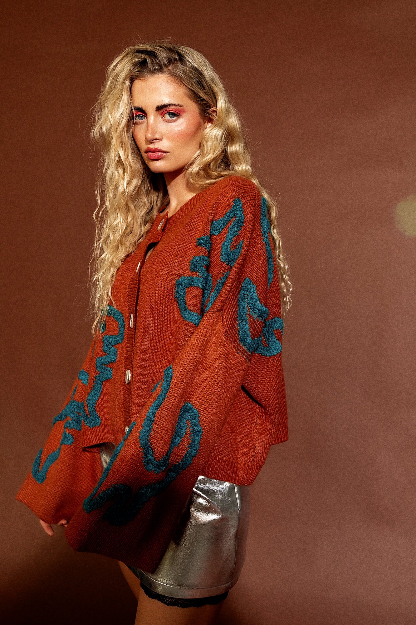 Rawr Means I Love You Boxy Button Up Cardigan in Ginger - Dressed in Lala