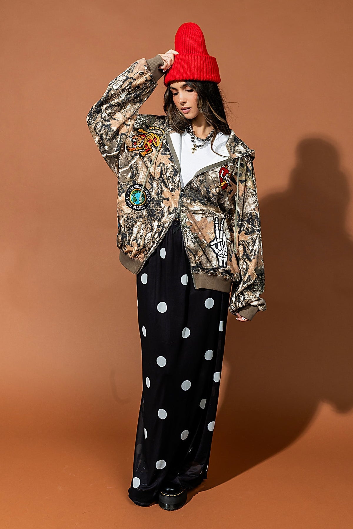 Rebel Heart Camo Patched Zip Up Hoodie - Dressed in Lala