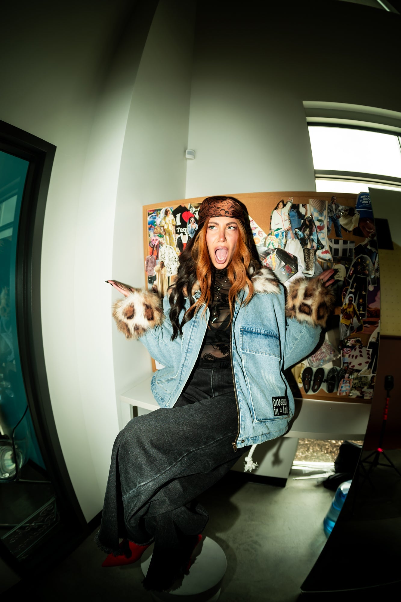 Rebellion Oversized Denim Trucker Jacket with Faux Fur - Dressed in Lala