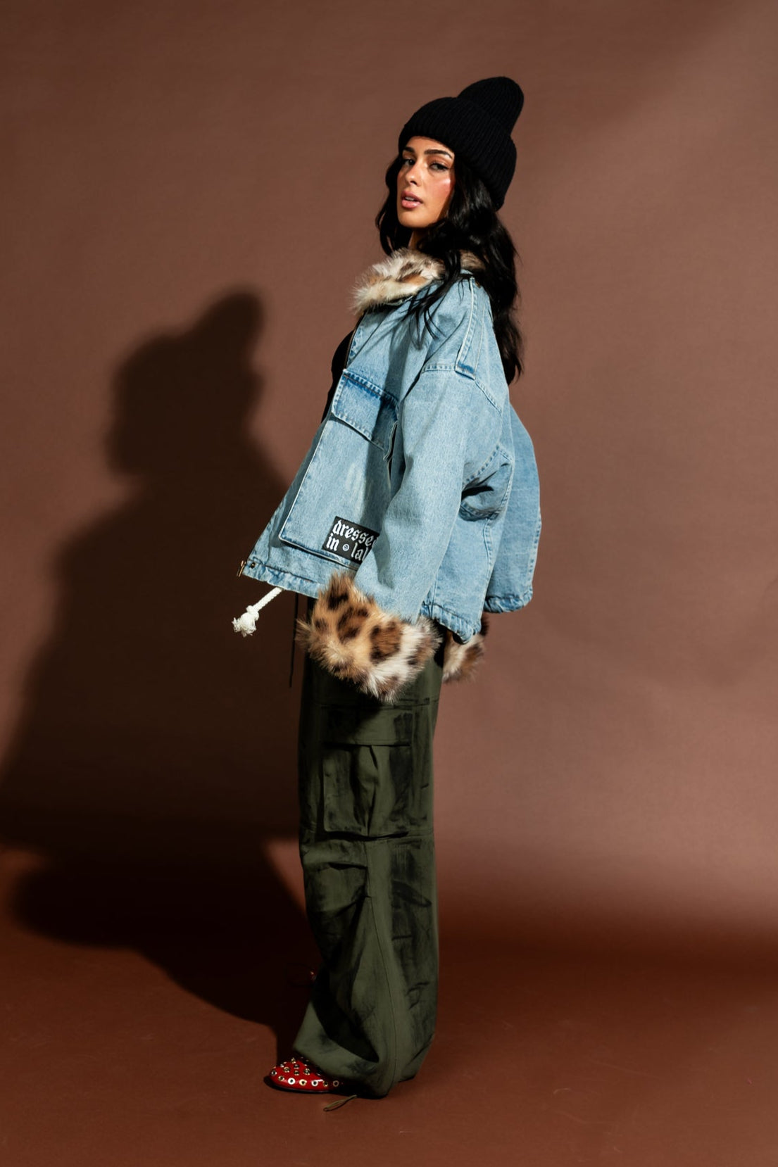 Rebellion Oversized Denim Trucker Jacket with Faux Fur - Dressed in Lala