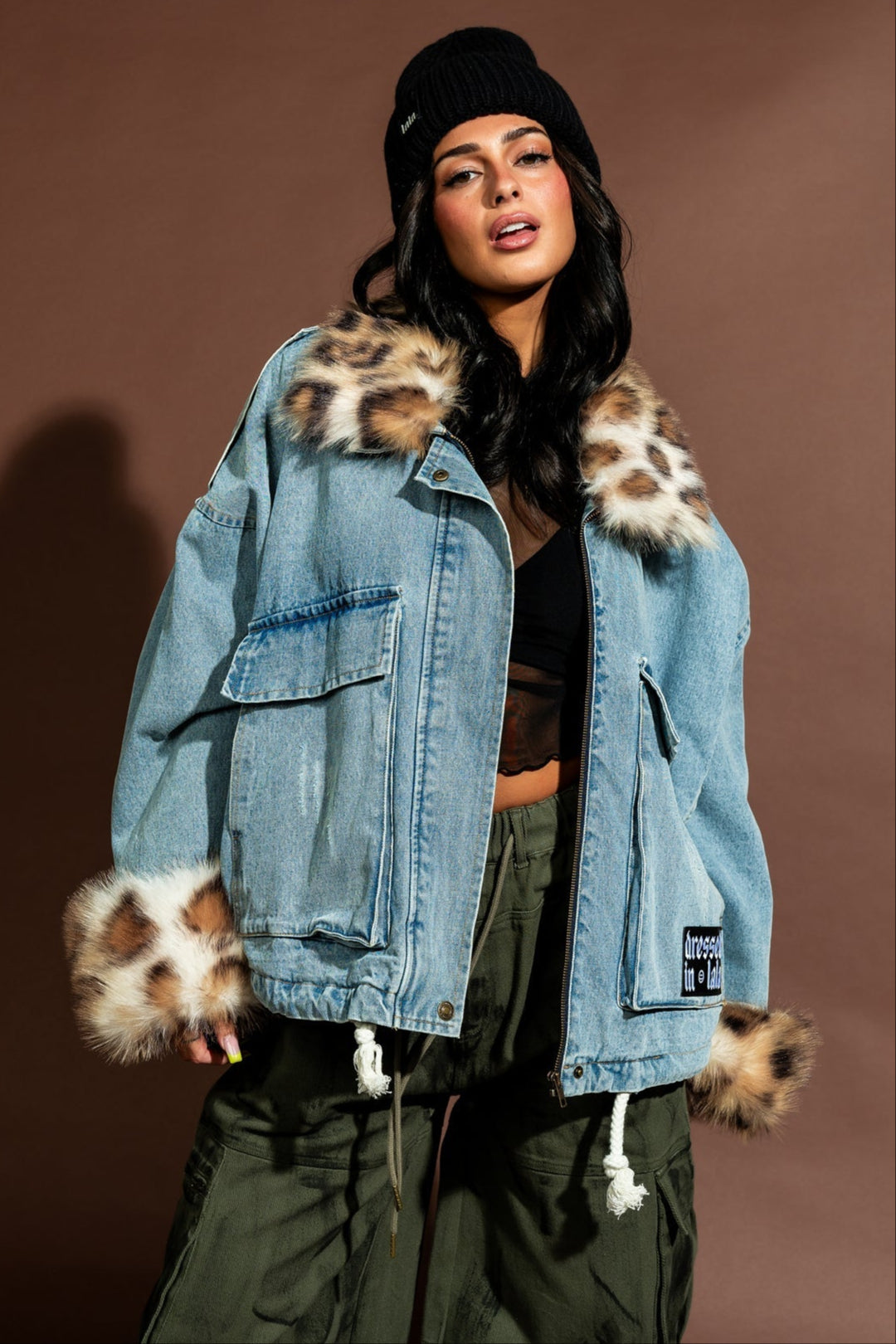 Rebellion Oversized Denim Trucker Jacket with Faux Fur - Dressed in Lala